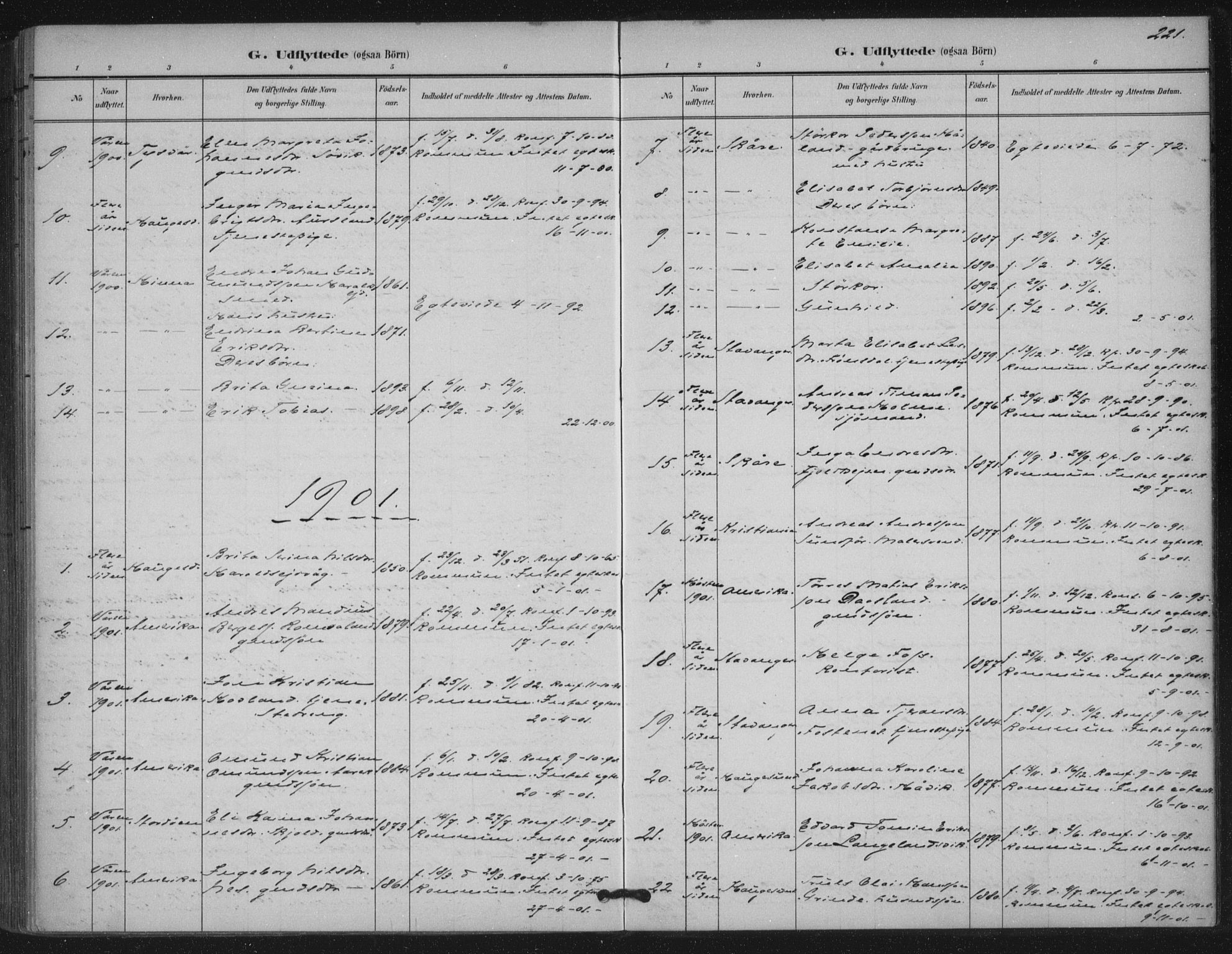 Skjold sokneprestkontor, AV/SAST-A-101847/H/Ha/Haa/L0011: Parish register (official) no. A 11, 1897-1914, p. 221