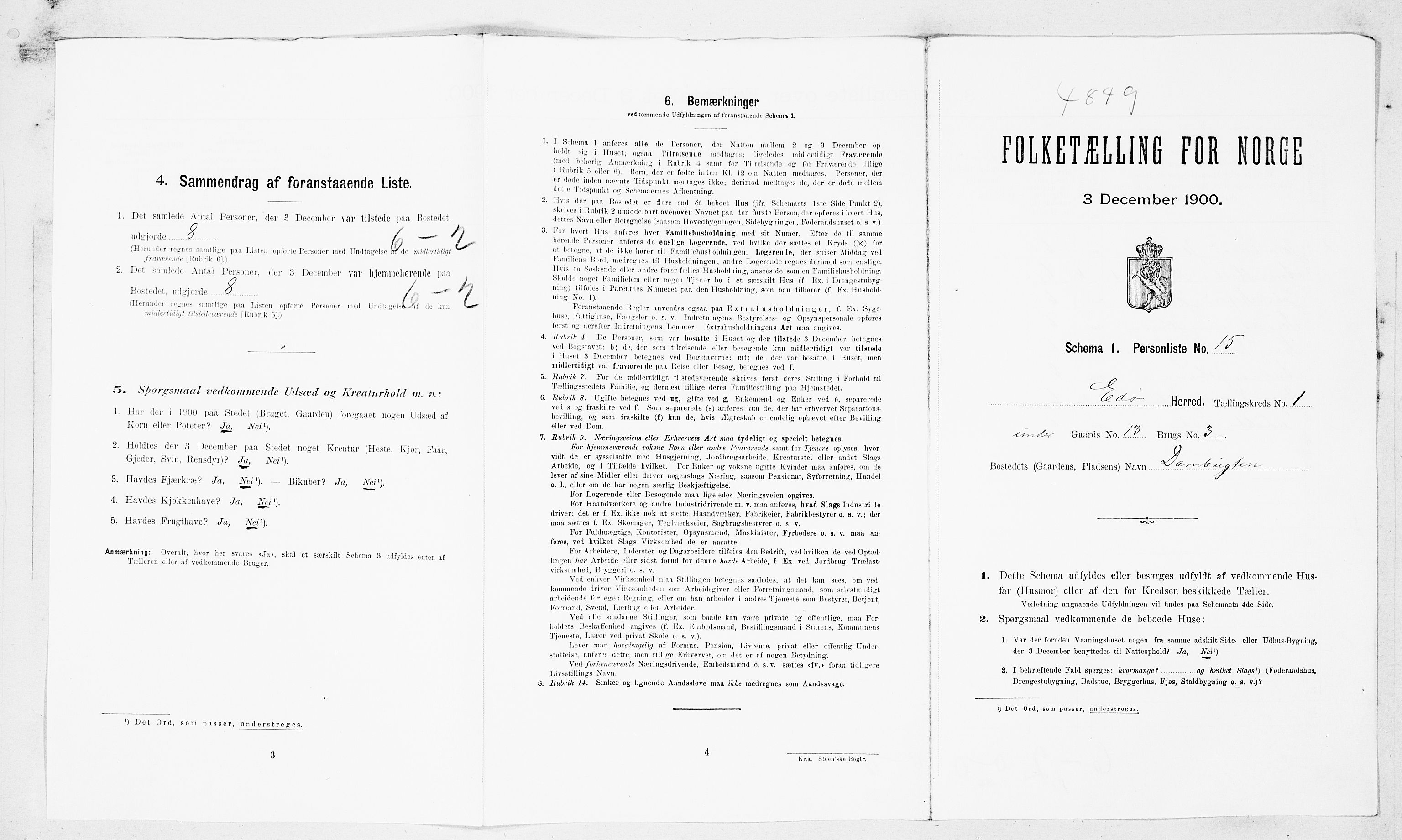 SAT, 1900 census for Edøy, 1900, p. 108