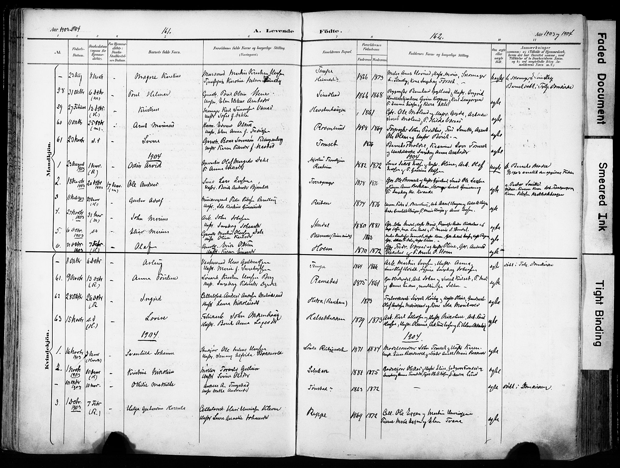 Ministerialprotokoller, klokkerbøker og fødselsregistre - Sør-Trøndelag, SAT/A-1456/606/L0301: Parish register (official) no. 606A16, 1894-1907, p. 161-162