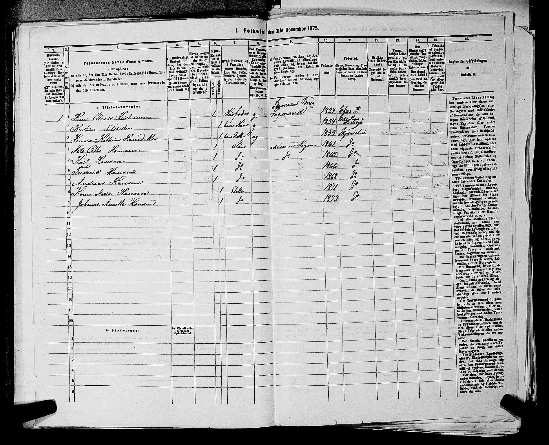 SAKO, 1875 census for 0612P Hole, 1875, p. 1151