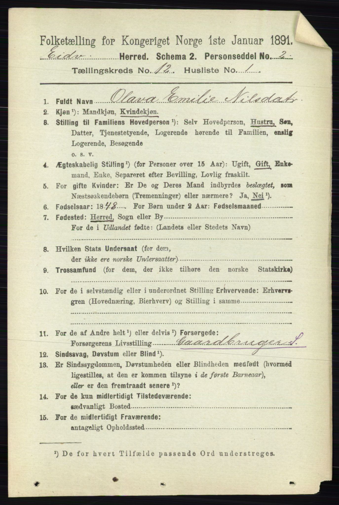 RA, 1891 census for 0237 Eidsvoll, 1891, p. 8483