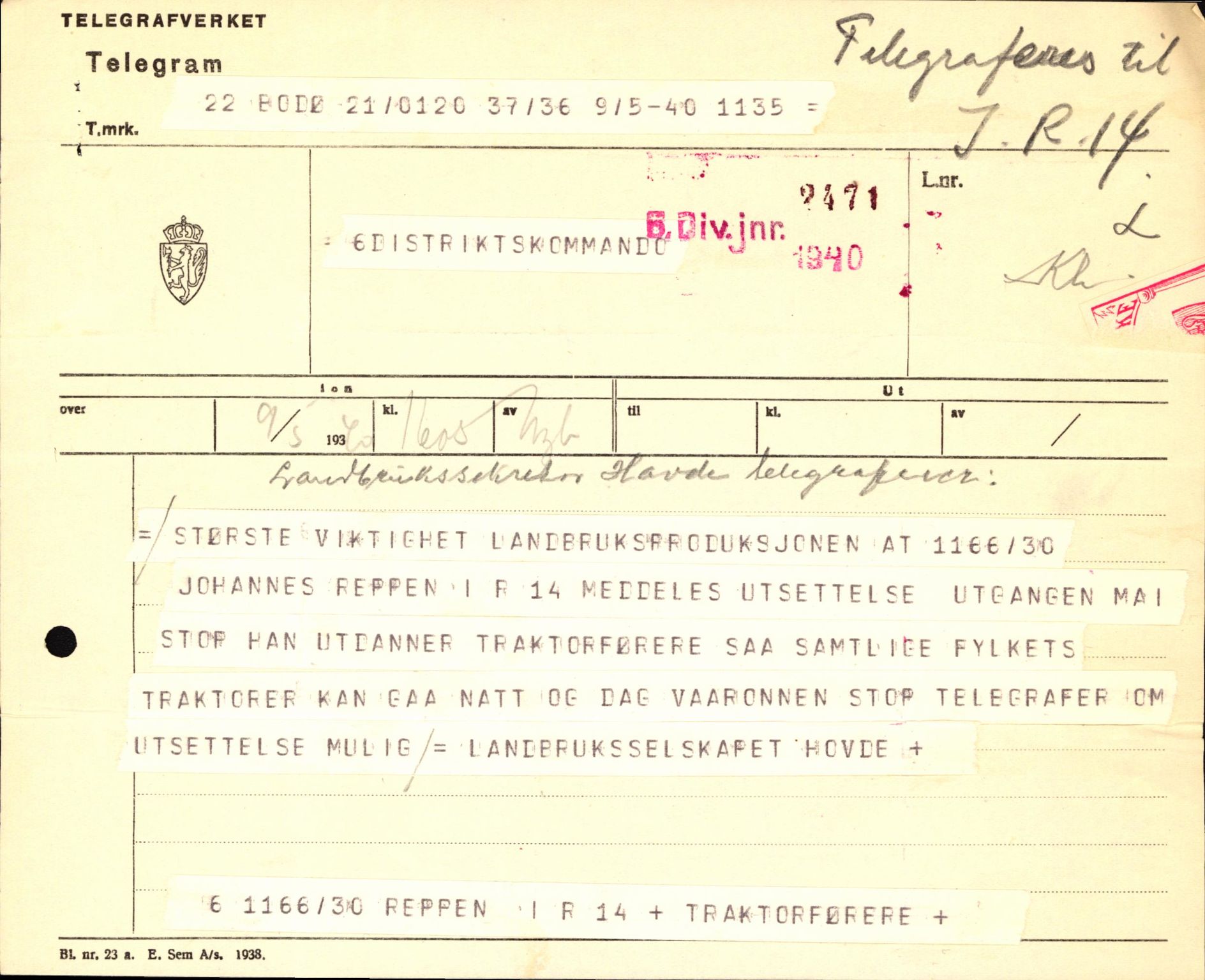 Forsvaret, Forsvarets krigshistoriske avdeling, AV/RA-RAFA-2017/Y/Yb/L0123: II-C-11-600  -  6. Divisjon med avdelinger, 1940, p. 489