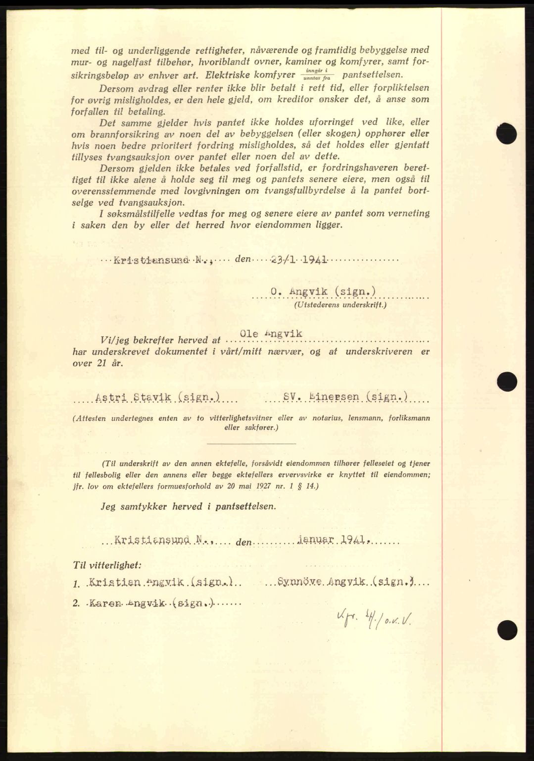 Nordmøre sorenskriveri, AV/SAT-A-4132/1/2/2Ca: Mortgage book no. B87, 1940-1941, Diary no: : 247/1941