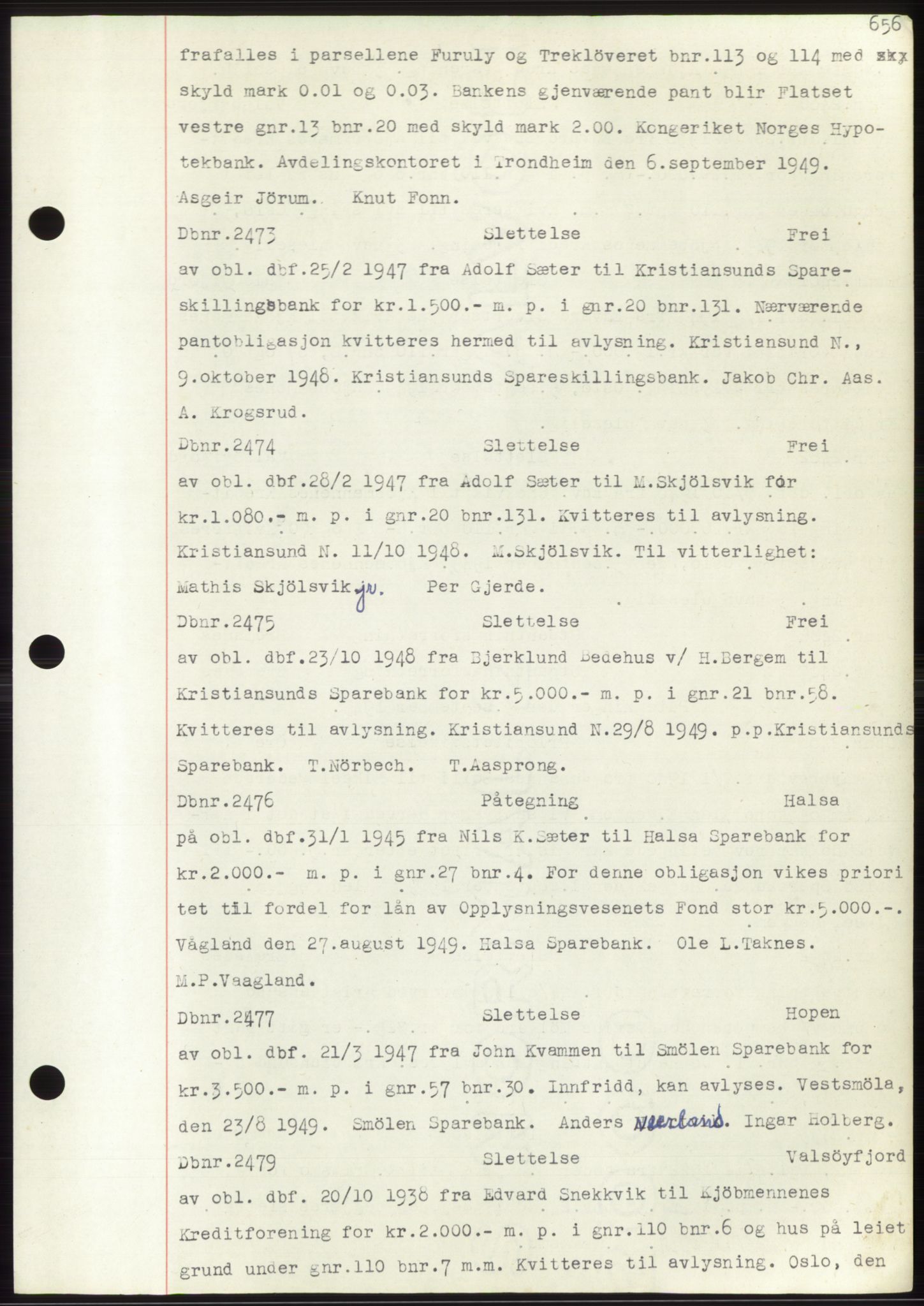 Nordmøre sorenskriveri, SAT/A-4132/1/2/2Ca: Mortgage book no. C82b, 1946-1951, Diary no: : 2473/1949