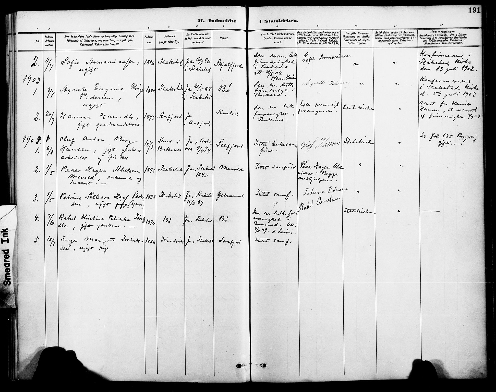 Ministerialprotokoller, klokkerbøker og fødselsregistre - Nordland, SAT/A-1459/885/L1205: Parish register (official) no. 885A06, 1892-1905, p. 191