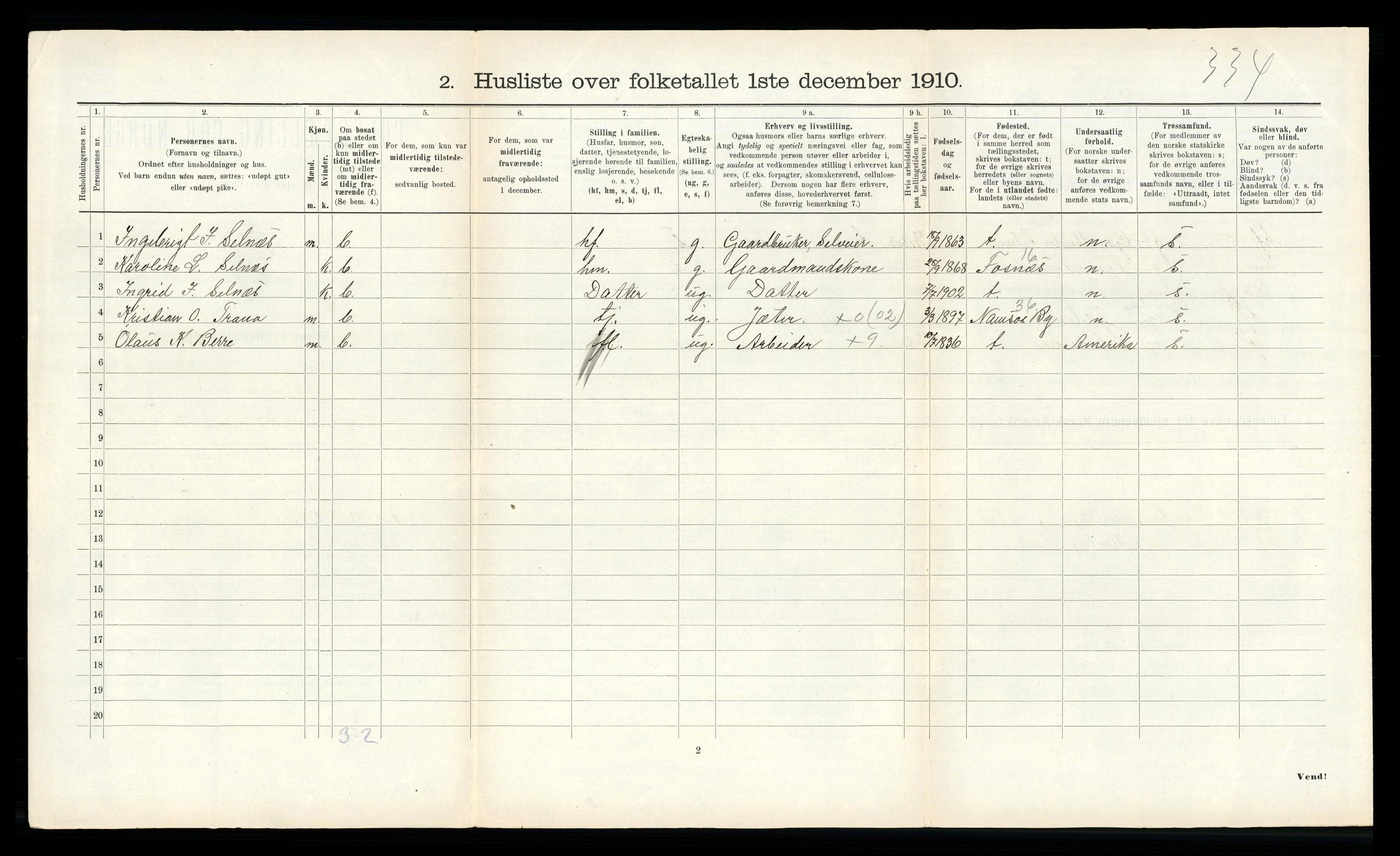 RA, 1910 census for Klinga, 1910, p. 174