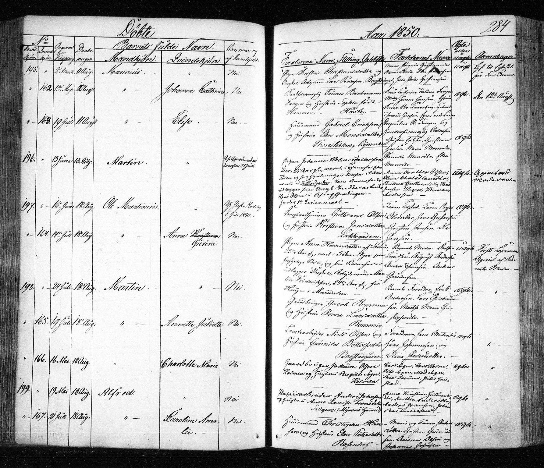 Aker prestekontor kirkebøker, SAO/A-10861/F/L0019: Parish register (official) no. 19, 1842-1852, p. 284