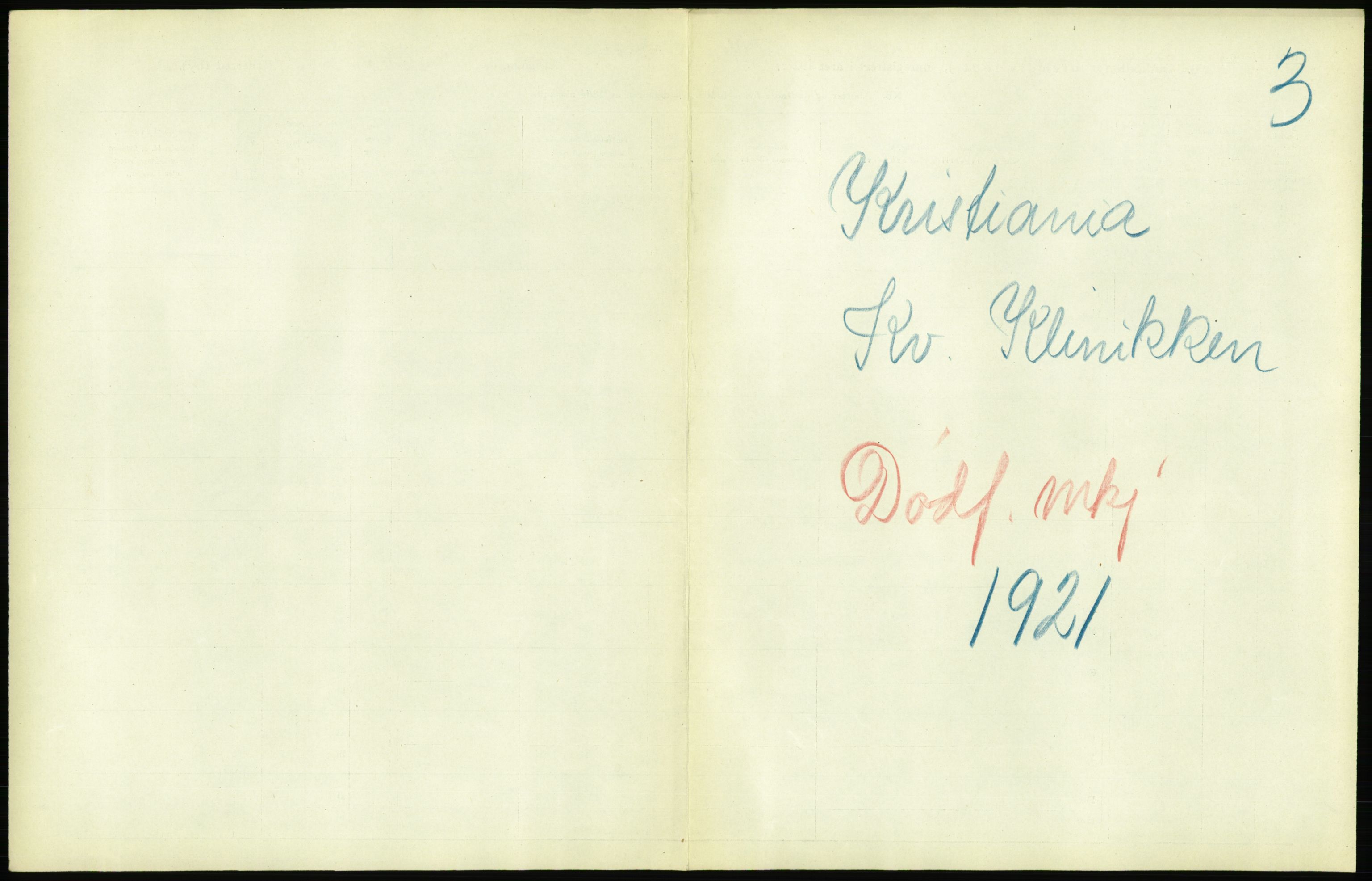 Statistisk sentralbyrå, Sosiodemografiske emner, Befolkning, RA/S-2228/D/Df/Dfc/Dfca/L0013: Kristiania: Døde, dødfødte, 1921, p. 593