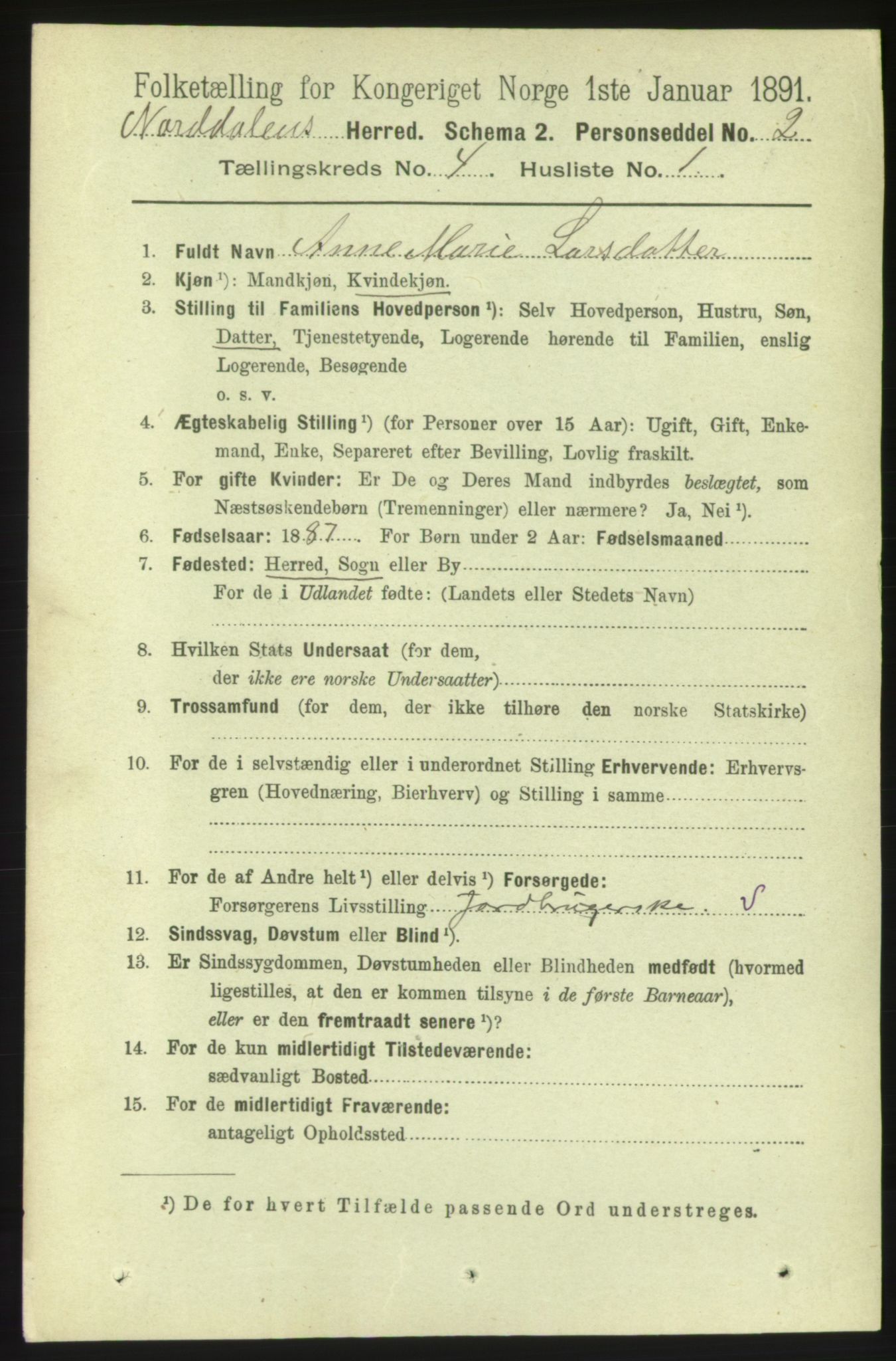 RA, 1891 census for 1524 Norddal, 1891, p. 785