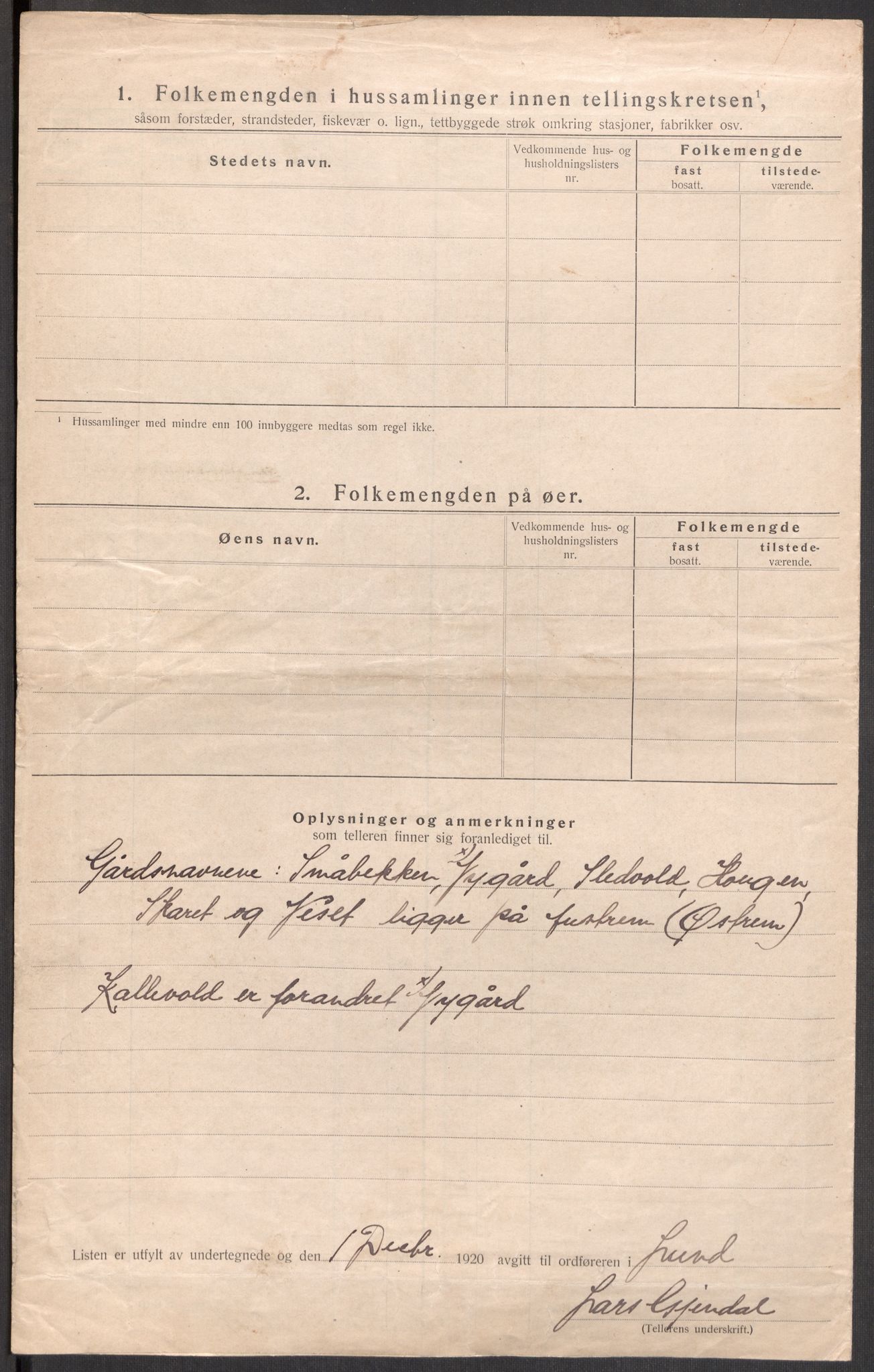 SAST, 1920 census for Lund, 1920, p. 32