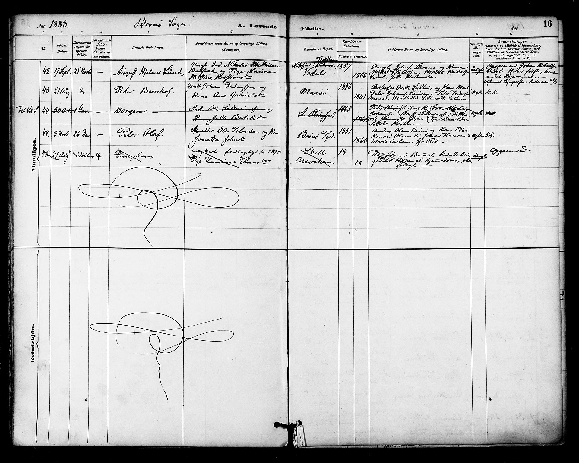 Ministerialprotokoller, klokkerbøker og fødselsregistre - Nordland, AV/SAT-A-1459/813/L0200: Parish register (official) no. 813A10, 1886-1900, p. 16