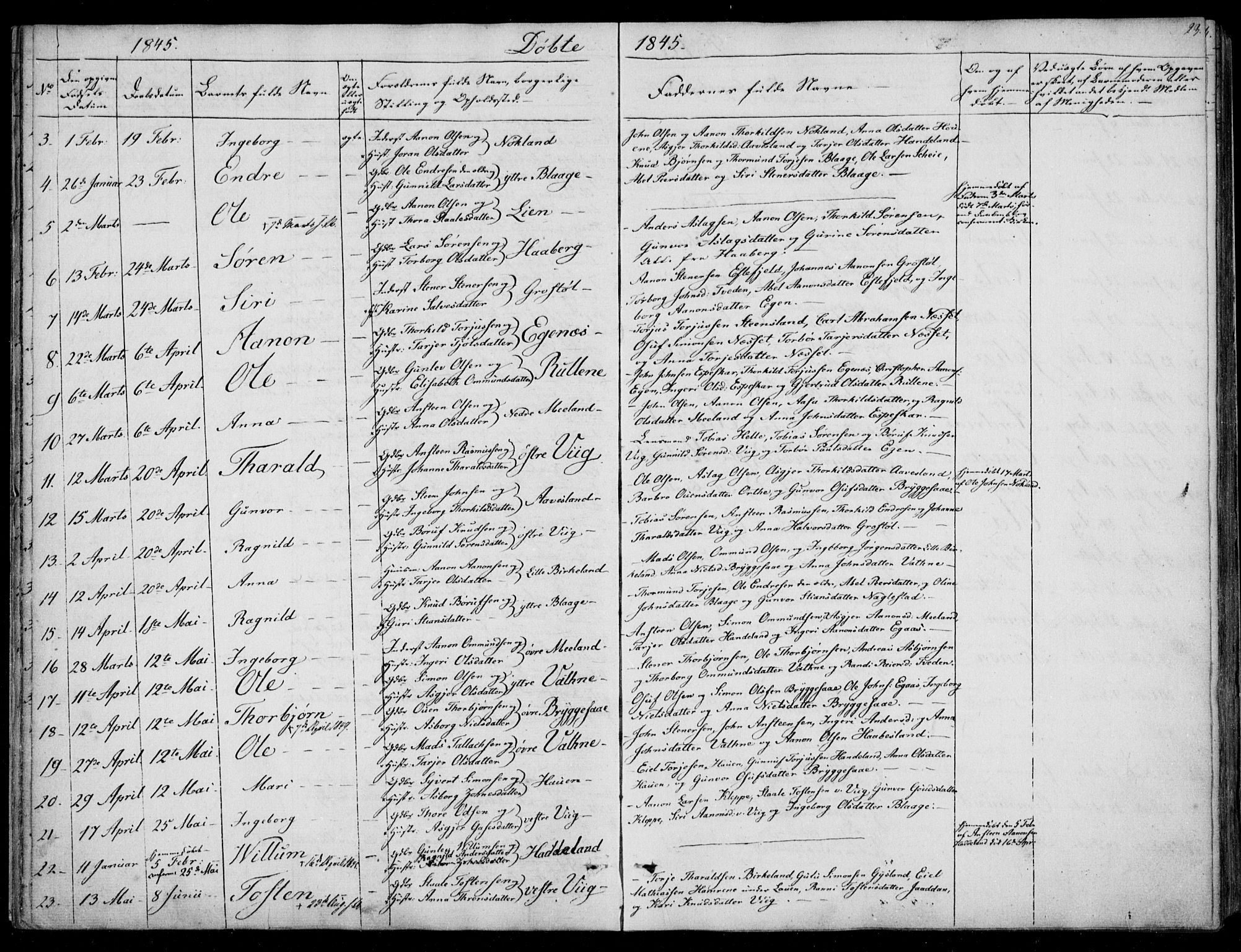 Hægebostad sokneprestkontor, AV/SAK-1111-0024/F/Fa/Fab/L0002: Parish register (official) no. A 2, 1836-1872, p. 23