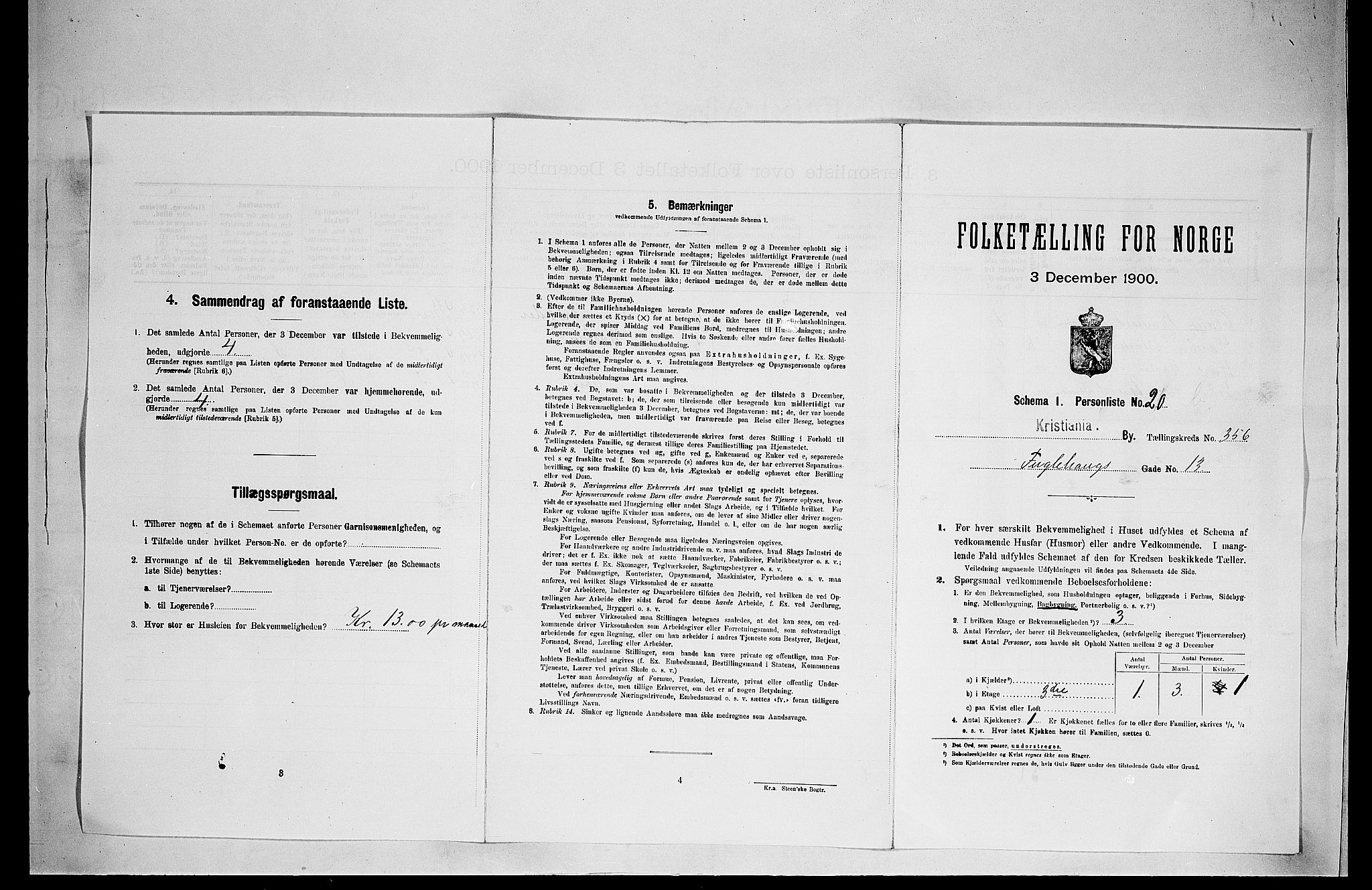 SAO, 1900 census for Kristiania, 1900, p. 26713