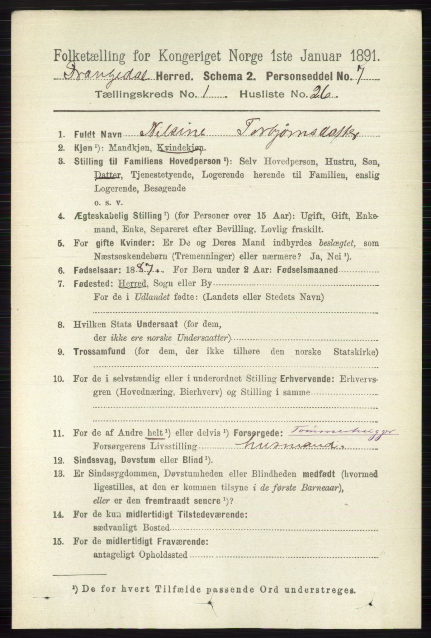RA, 1891 census for 0817 Drangedal, 1891, p. 235