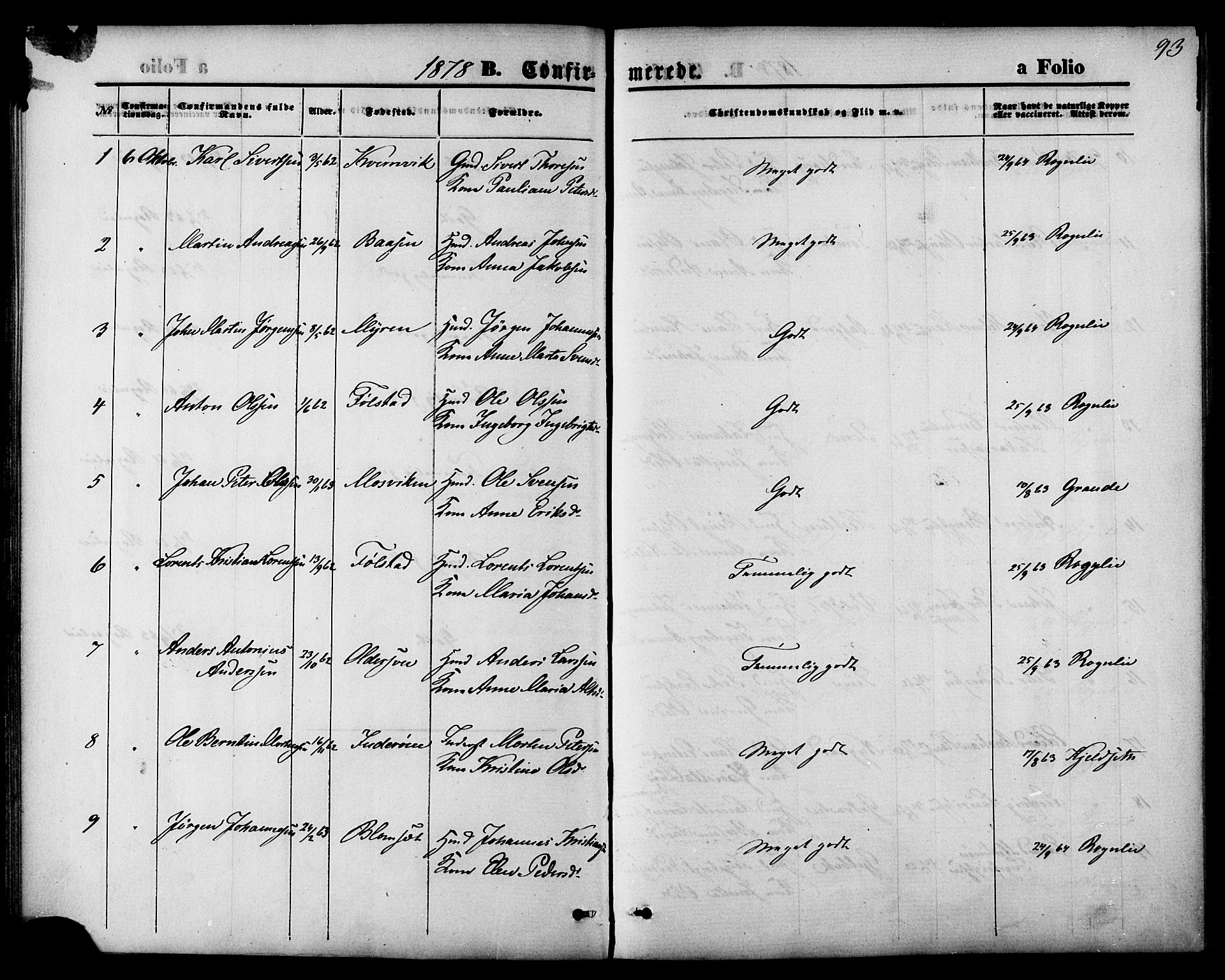 Ministerialprotokoller, klokkerbøker og fødselsregistre - Nord-Trøndelag, SAT/A-1458/744/L0419: Parish register (official) no. 744A03, 1867-1881, p. 93