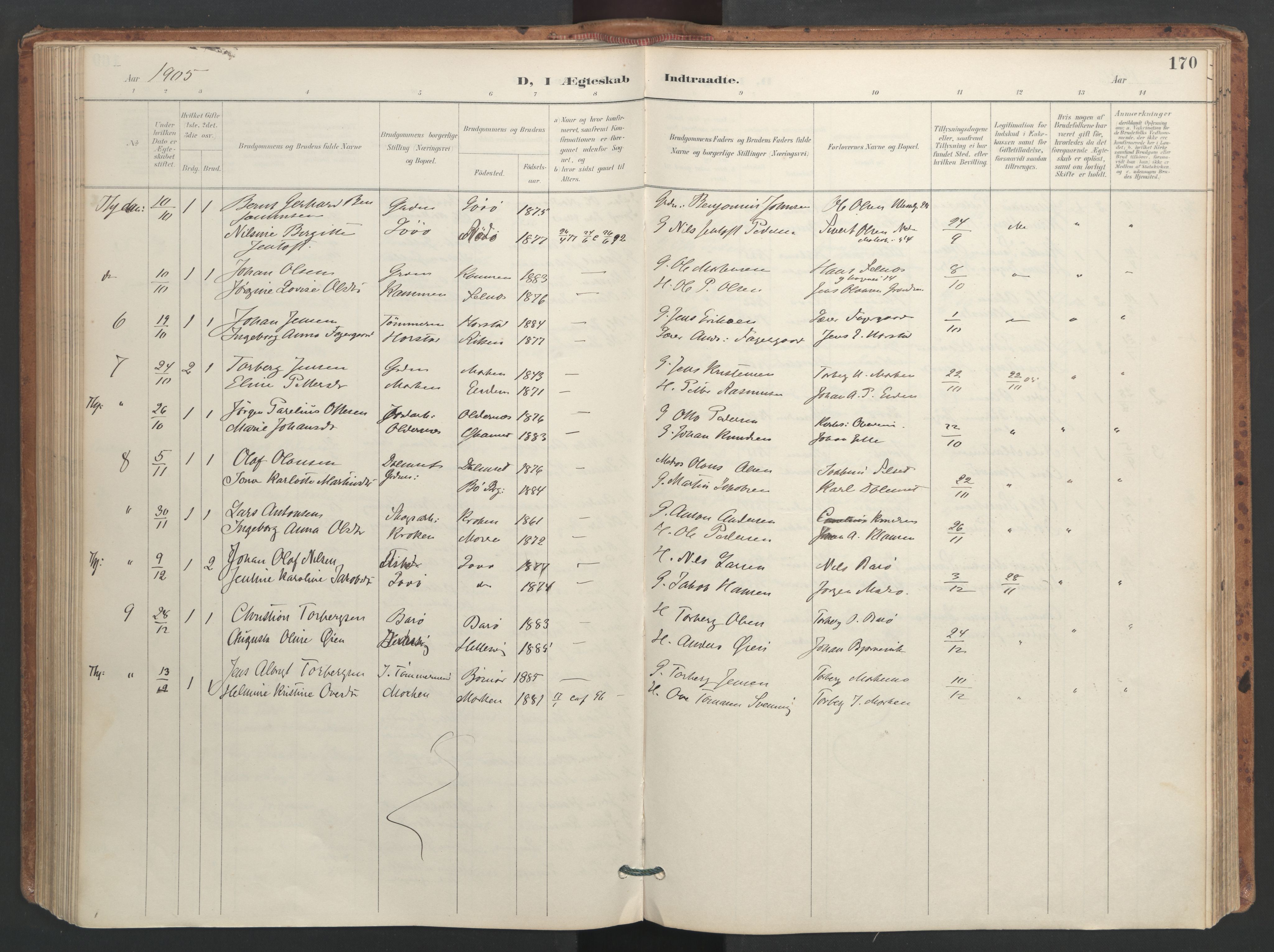 Ministerialprotokoller, klokkerbøker og fødselsregistre - Sør-Trøndelag, SAT/A-1456/655/L0681: Parish register (official) no. 655A10, 1895-1907, p. 170