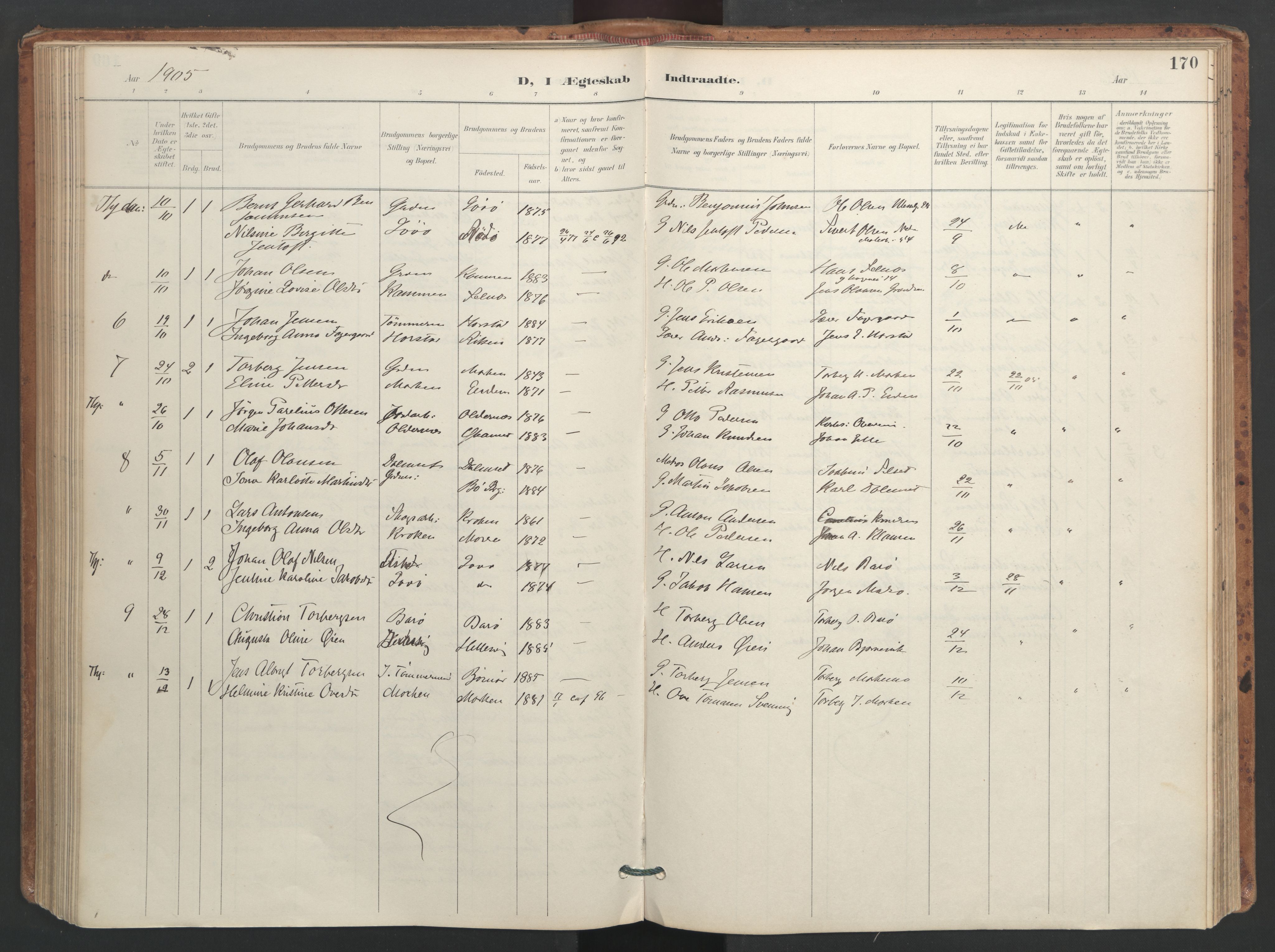 Ministerialprotokoller, klokkerbøker og fødselsregistre - Sør-Trøndelag, AV/SAT-A-1456/655/L0681: Parish register (official) no. 655A10, 1895-1907, p. 170