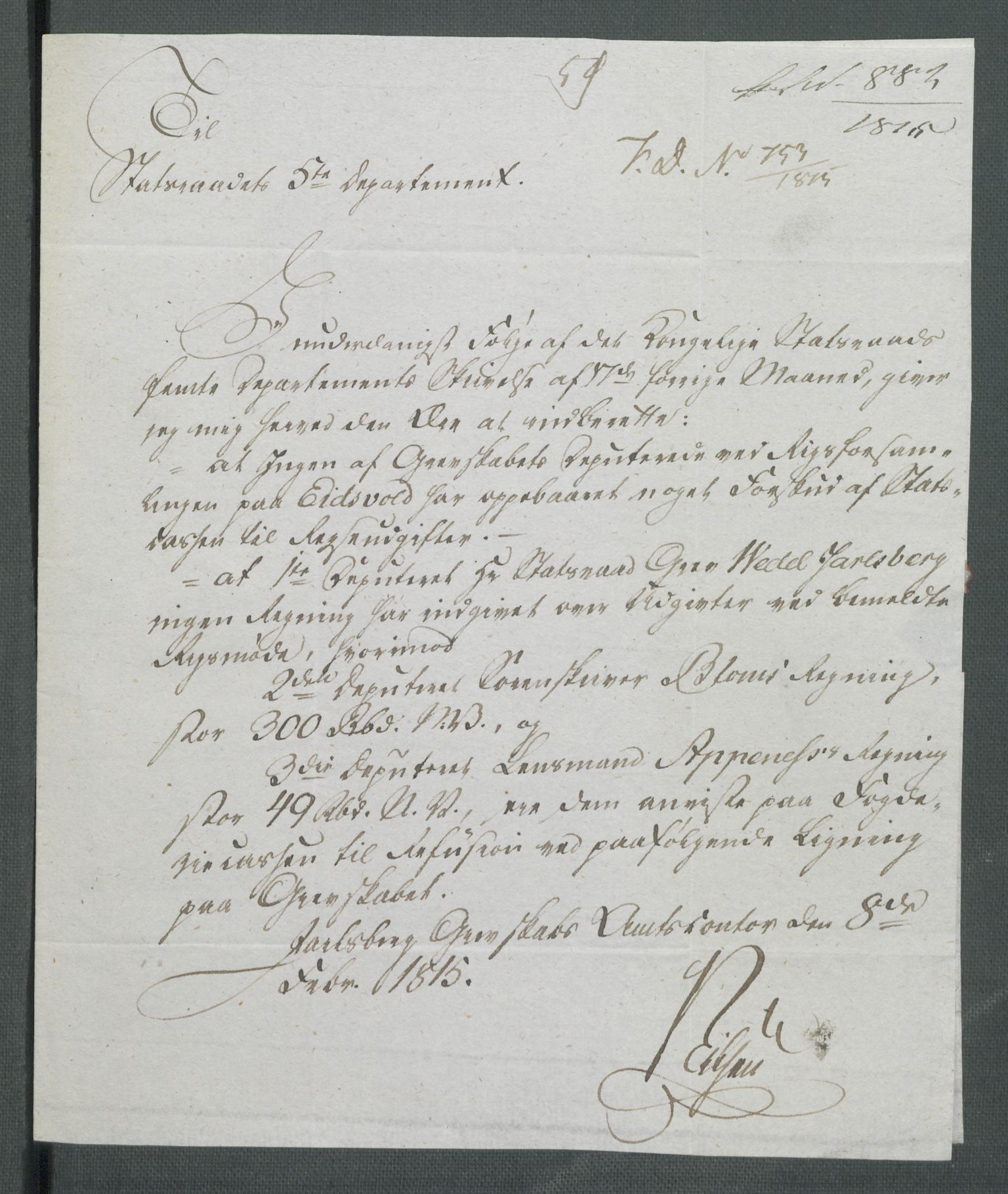 5. departement for finans-, handels- og tollfaget, RA/S-3893/C/Cb/L0014: Regninger fra Riksforsamlingens deputerede, 1814, p. 264