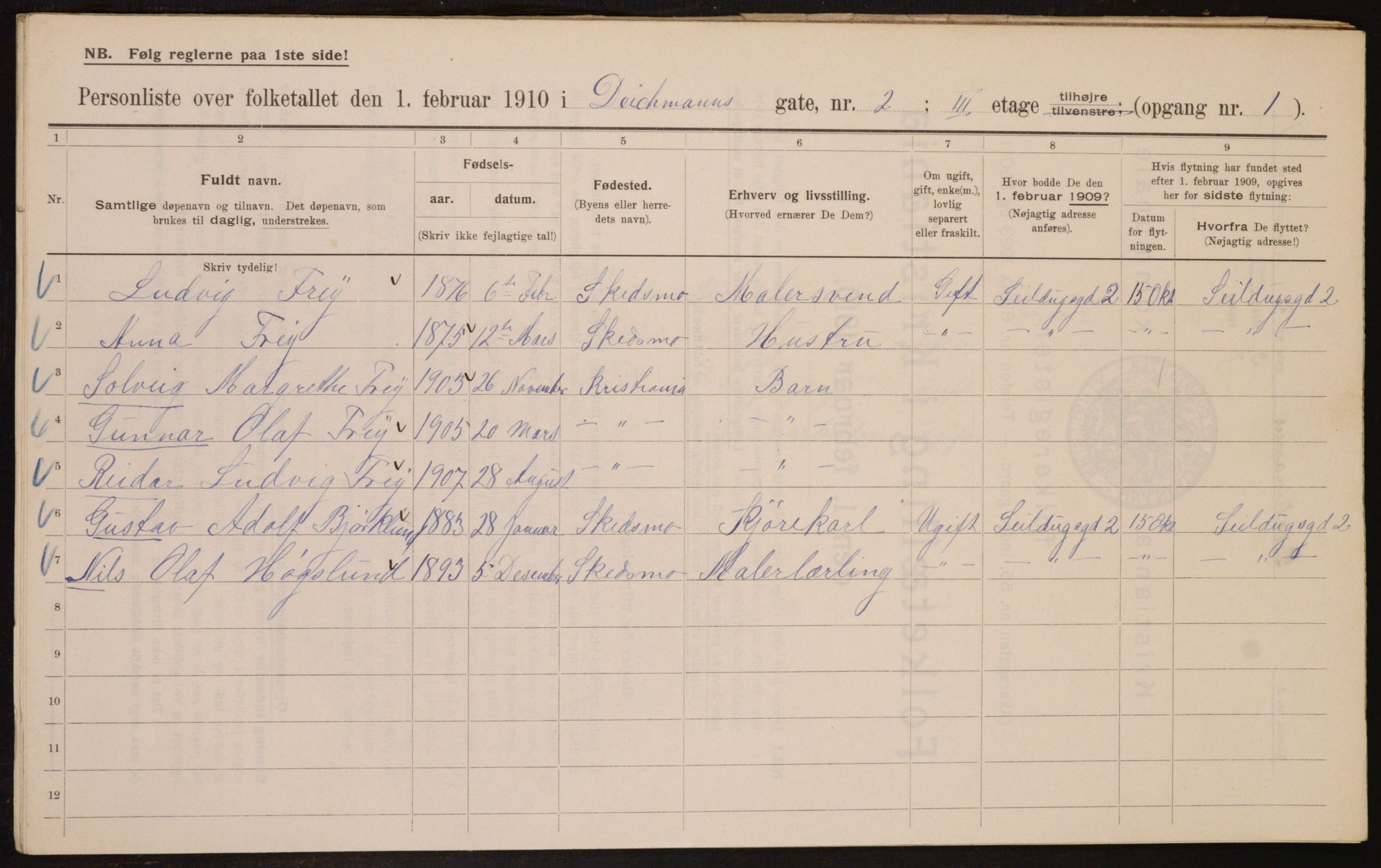 OBA, Municipal Census 1910 for Kristiania, 1910, p. 14764