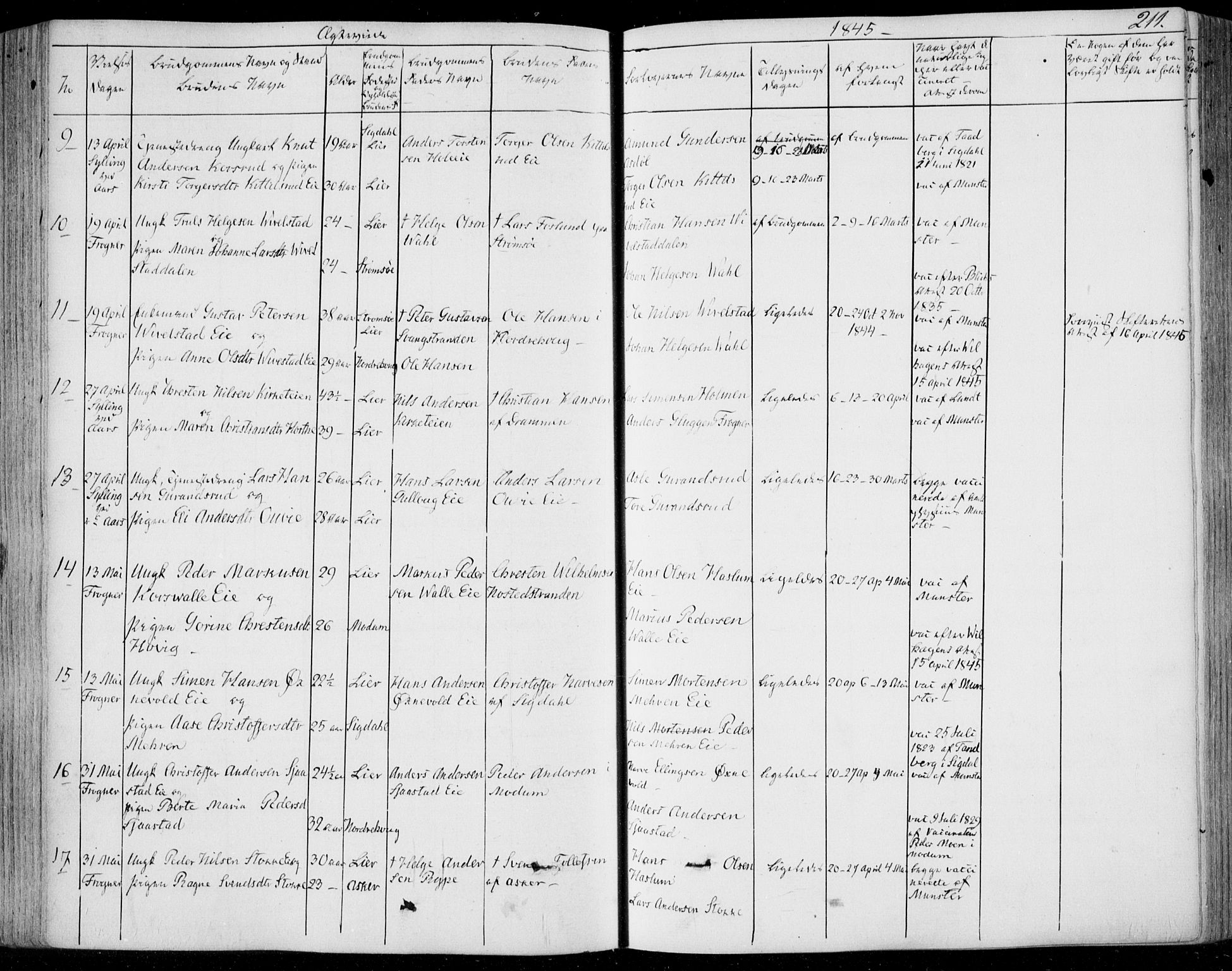 Lier kirkebøker, AV/SAKO-A-230/F/Fa/L0011: Parish register (official) no. I 11, 1843-1854, p. 211