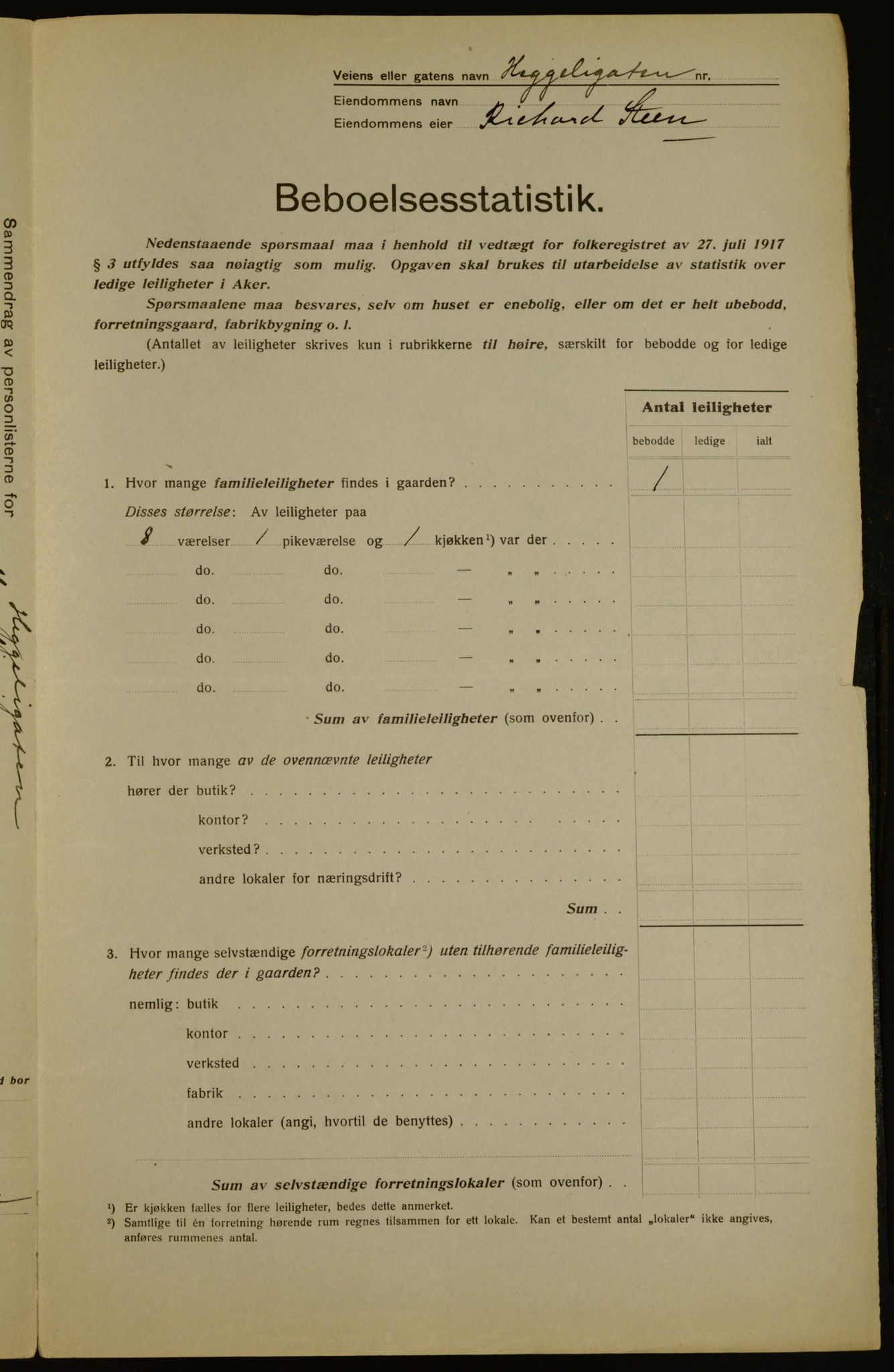 OBA, Municipal Census 1917 for Aker, 1917, p. 65