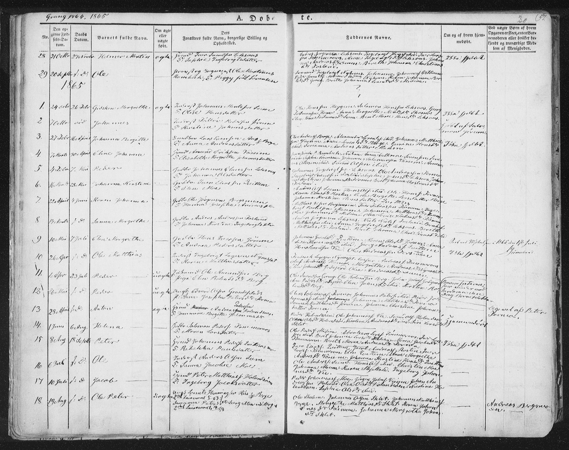 Ministerialprotokoller, klokkerbøker og fødselsregistre - Nord-Trøndelag, SAT/A-1458/758/L0513: Parish register (official) no. 758A02 /1, 1839-1868, p. 30