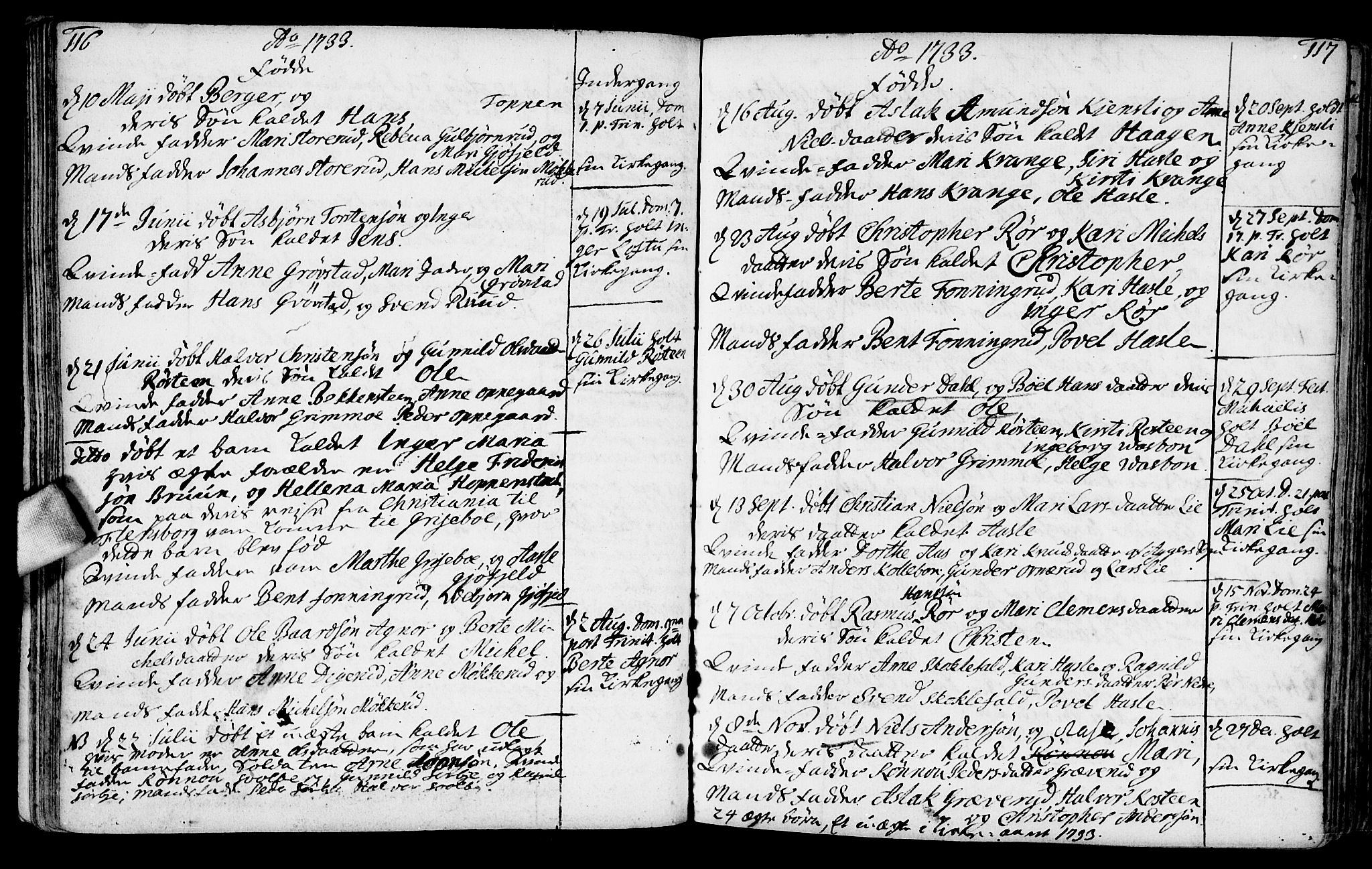 Nesodden prestekontor Kirkebøker, AV/SAO-A-10013/F/Fa/L0001: Parish register (official) no. I 1, 1709-1750, p. 116-117