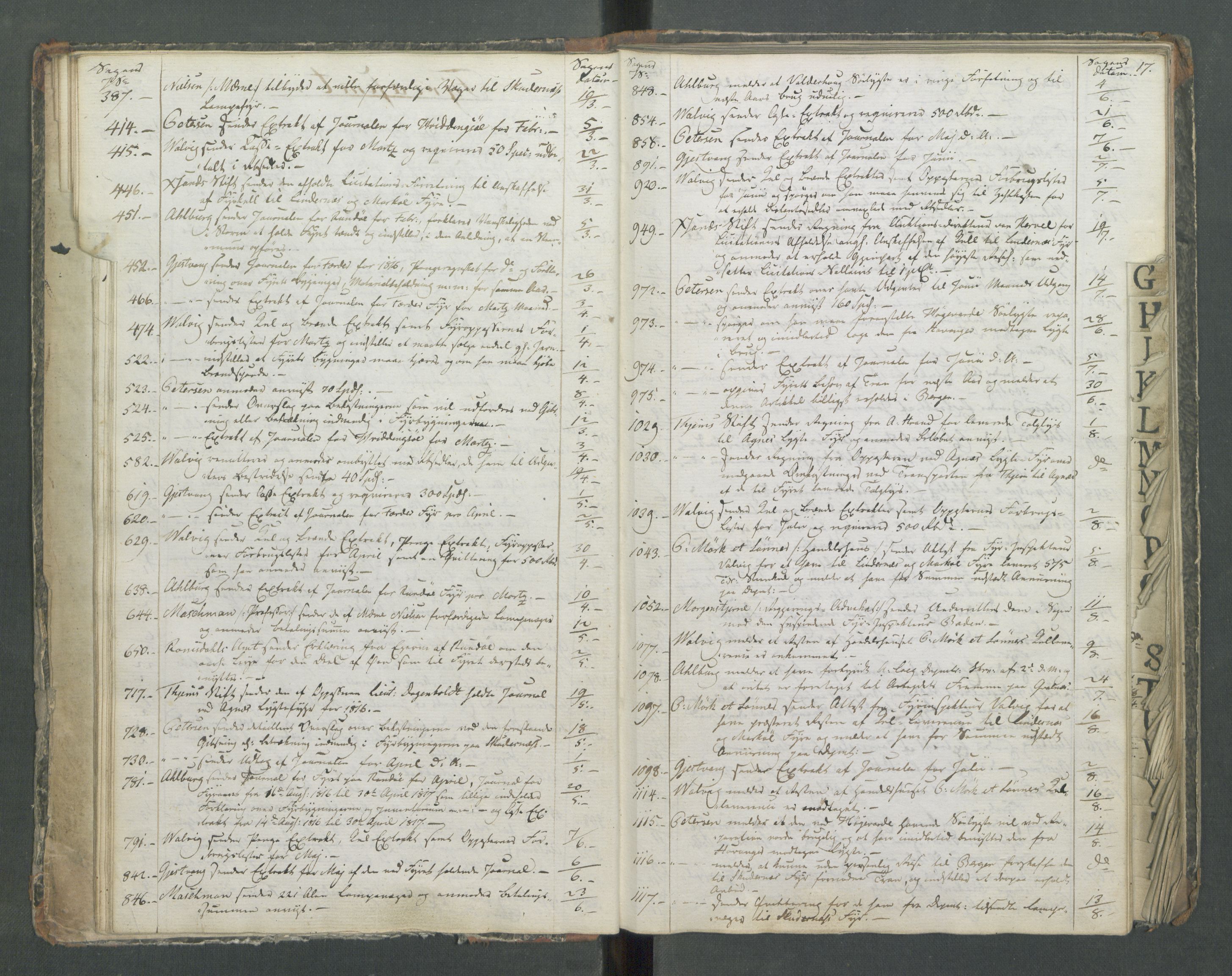 Marinedepartementet/ Marine- og postdepartementet, RA/RAFA-3792/C/L0005: 7de Departements Register, 1817, p. 17
