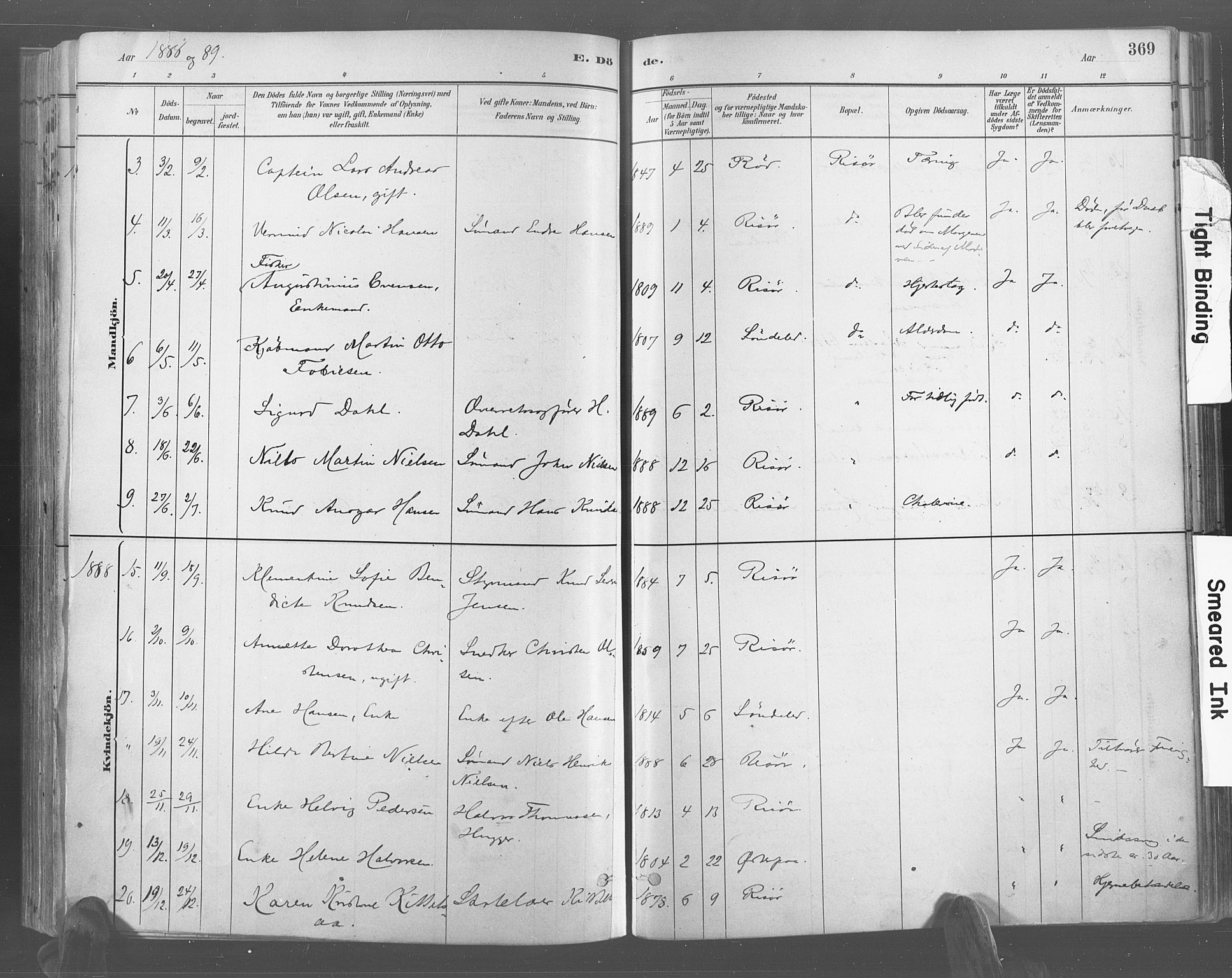 Risør sokneprestkontor, AV/SAK-1111-0035/F/Fa/L0005: Parish register (official) no. A 5, 1883-1895, p. 369