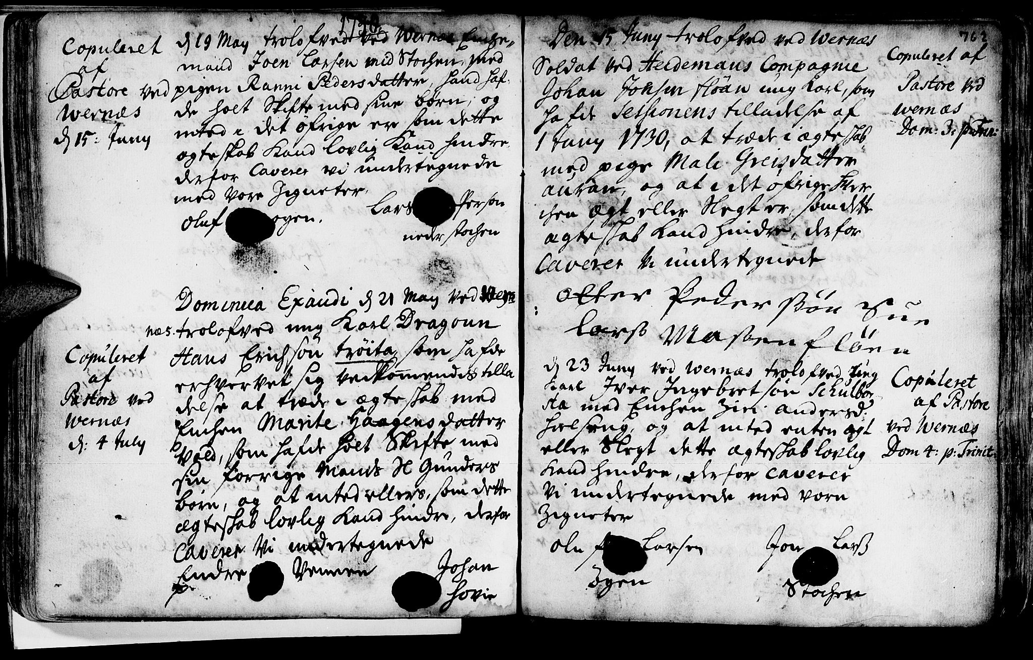 Ministerialprotokoller, klokkerbøker og fødselsregistre - Nord-Trøndelag, SAT/A-1458/709/L0055: Parish register (official) no. 709A03, 1730-1739, p. 761-762