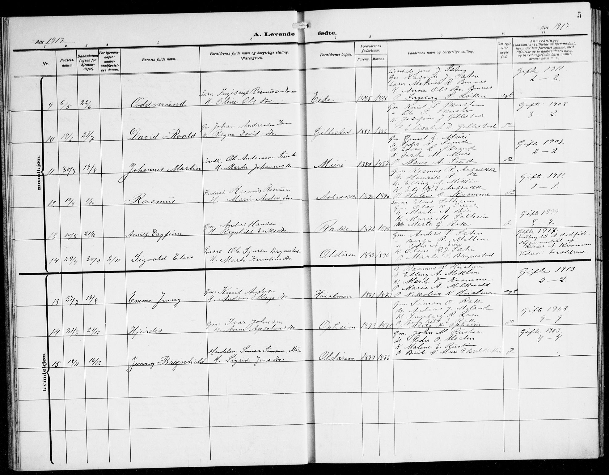 Innvik sokneprestembete, AV/SAB-A-80501: Parish register (copy) no. B 5, 1915-1943, p. 5