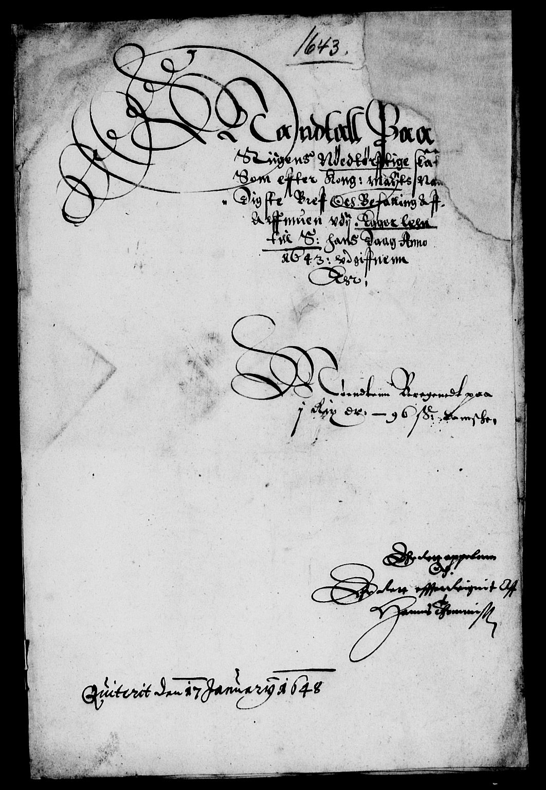 Rentekammeret inntil 1814, Reviderte regnskaper, Lensregnskaper, AV/RA-EA-5023/R/Rb/Rbm/L0008: Eiker len, 1643-1648