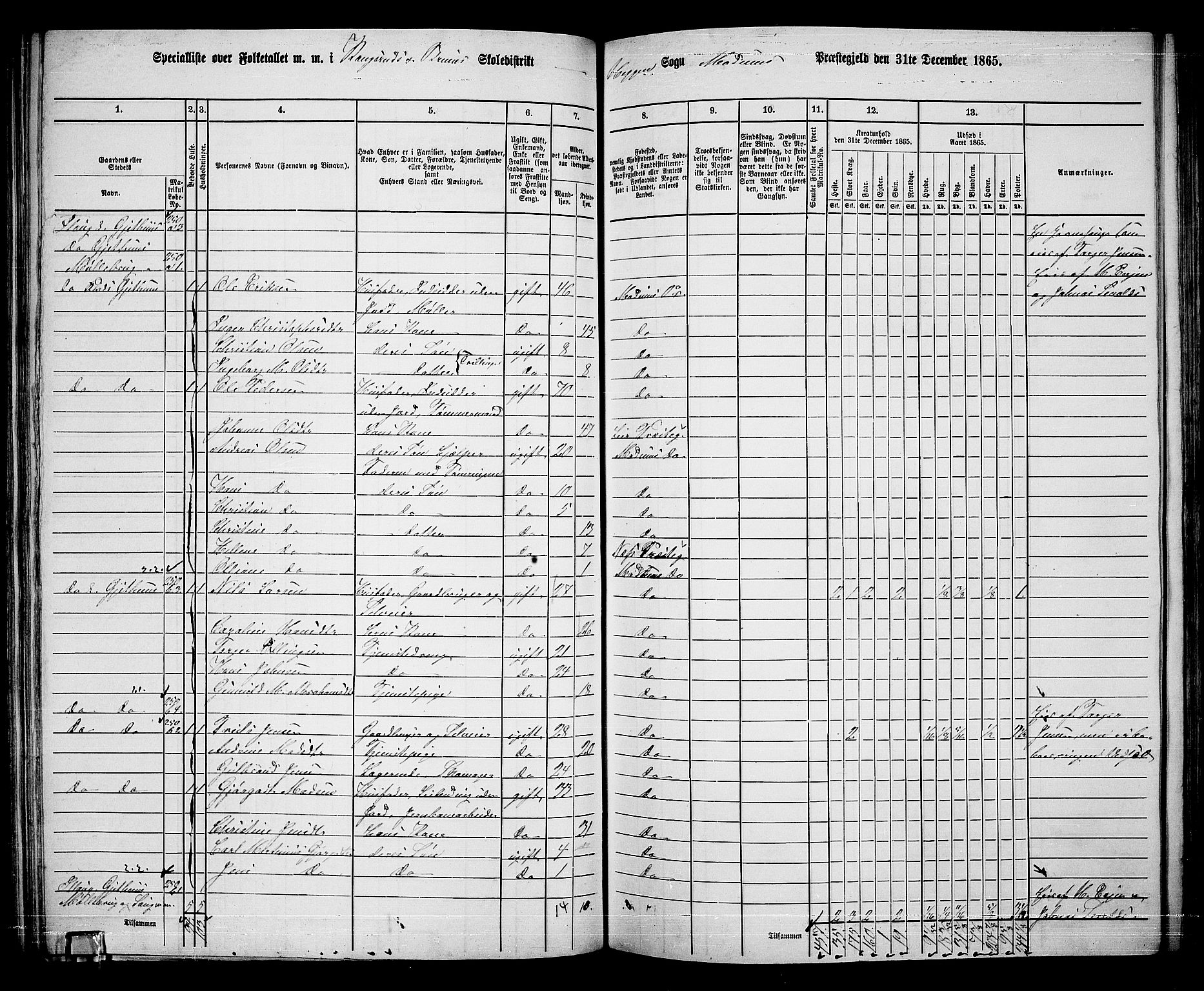 RA, 1865 census for Modum, 1865, p. 151