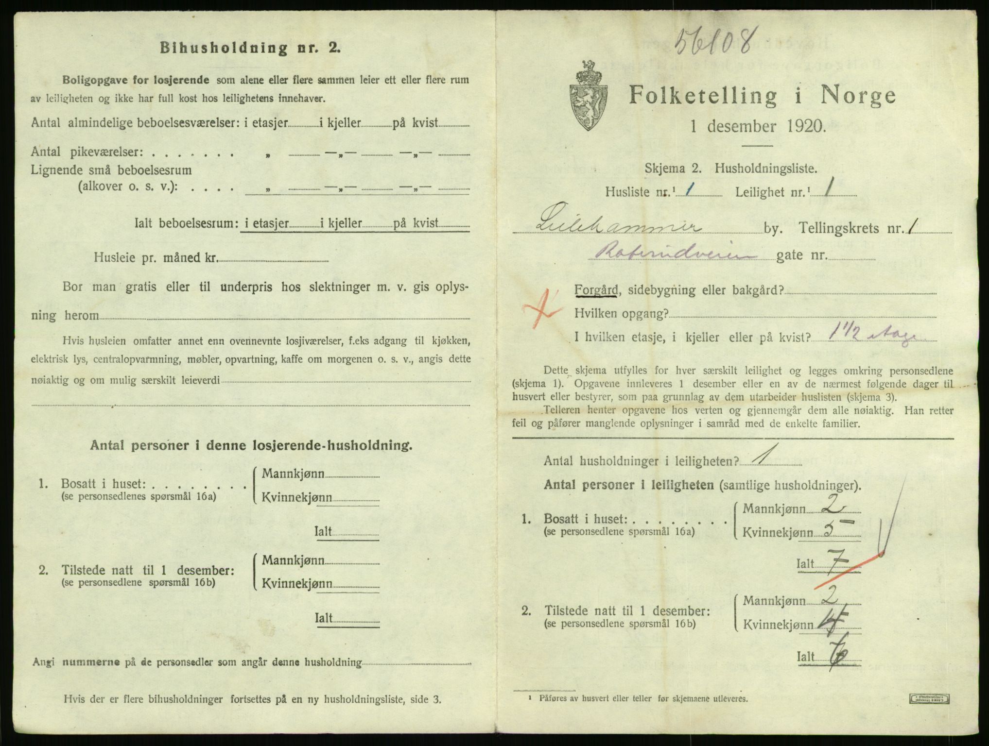 SAH, 1920 census for Lillehammer, 1920, p. 1334