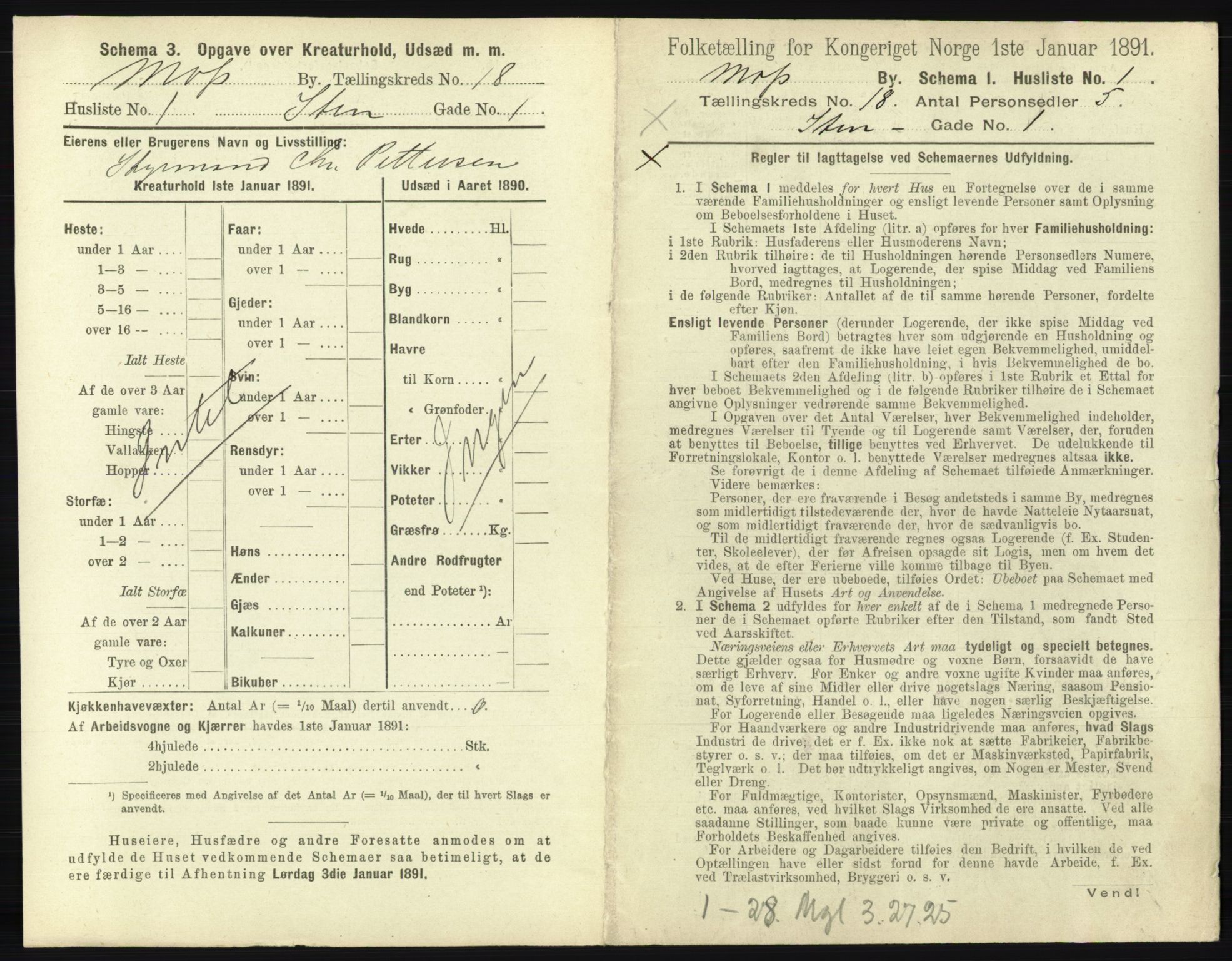 RA, 1891 census for 0104 Moss, 1891, p. 1128