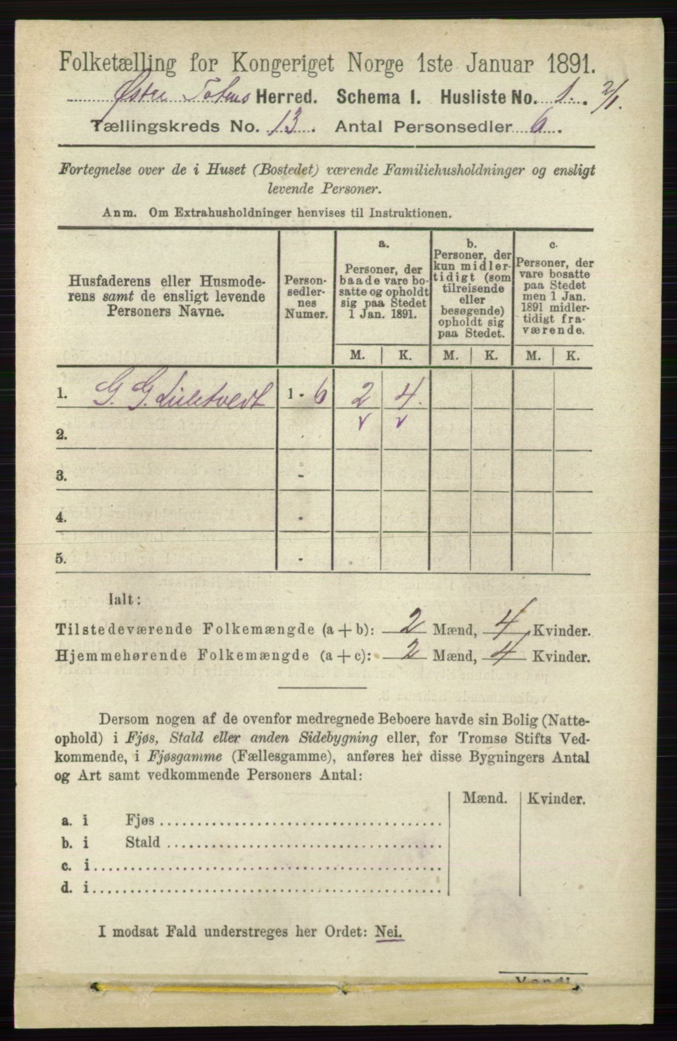 RA, 1891 census for 0528 Østre Toten, 1891, p. 8339