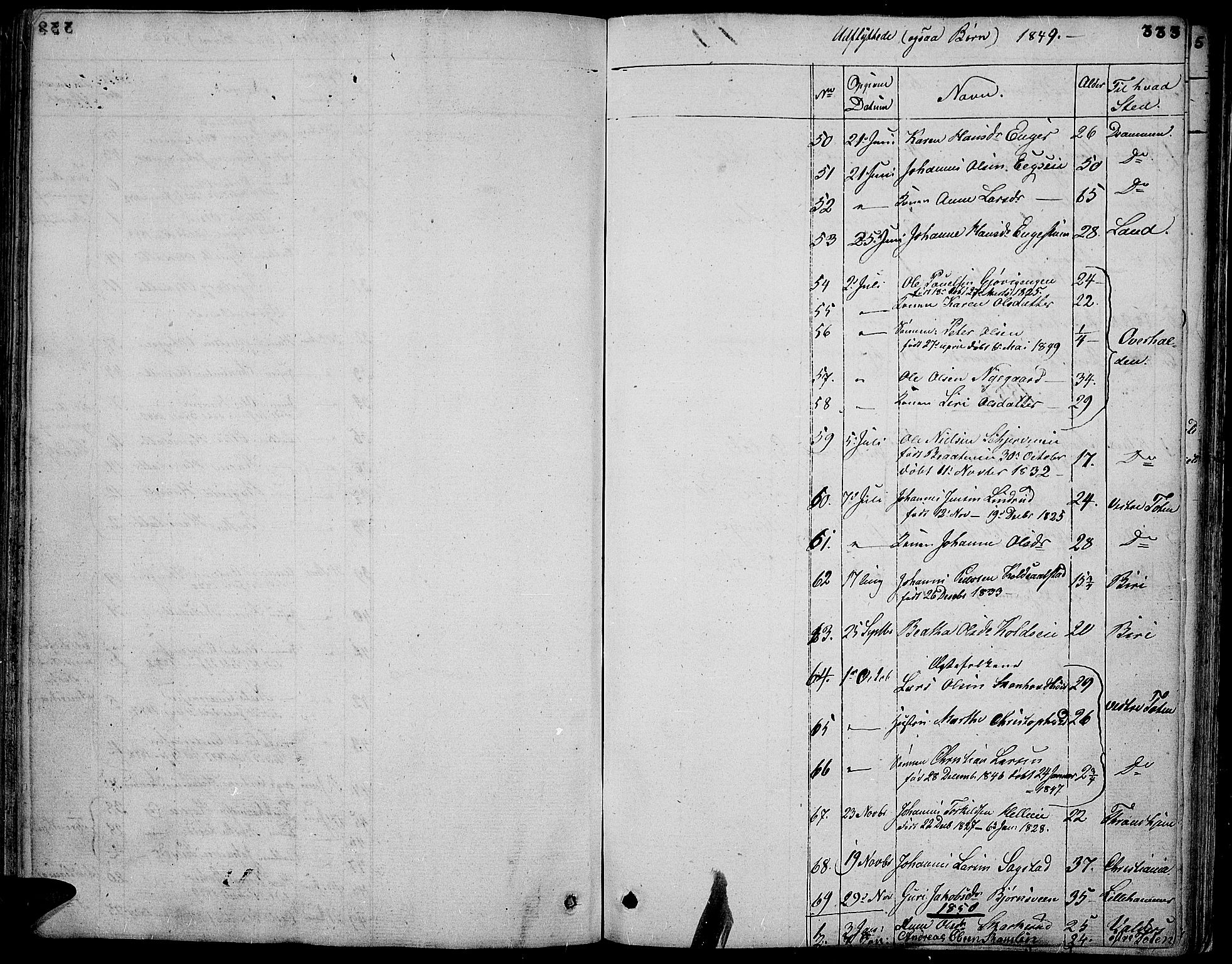 Vardal prestekontor, SAH/PREST-100/H/Ha/Hab/L0004: Parish register (copy) no. 4, 1831-1853, p. 333