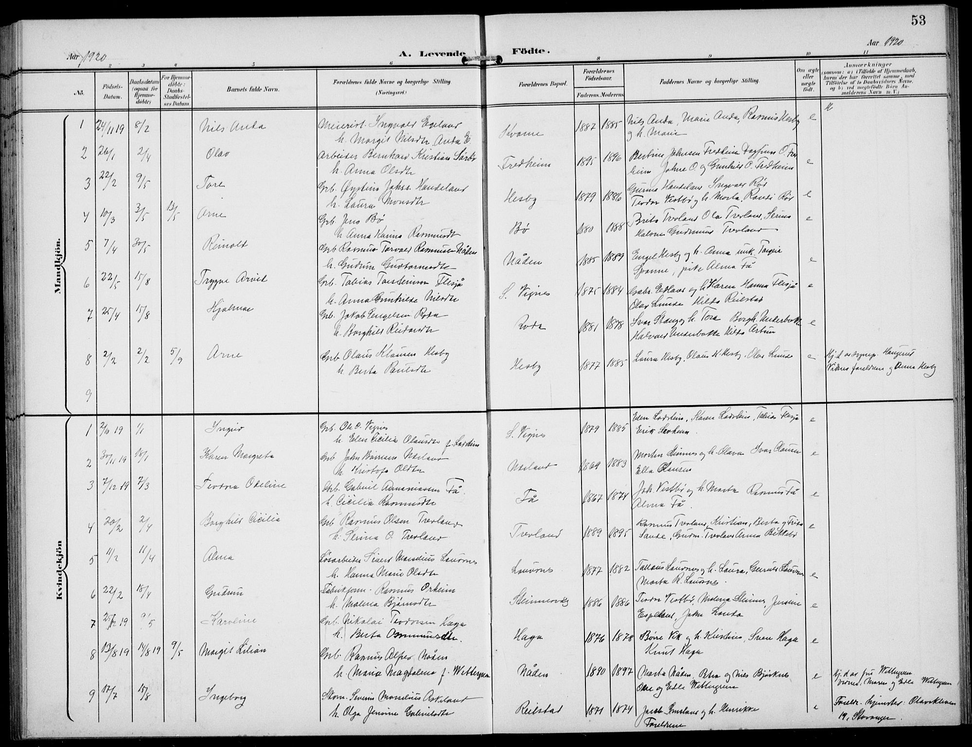 Finnøy sokneprestkontor, AV/SAST-A-101825/H/Ha/Hab/L0006: Parish register (copy) no. B 6, 1900-1934, p. 53