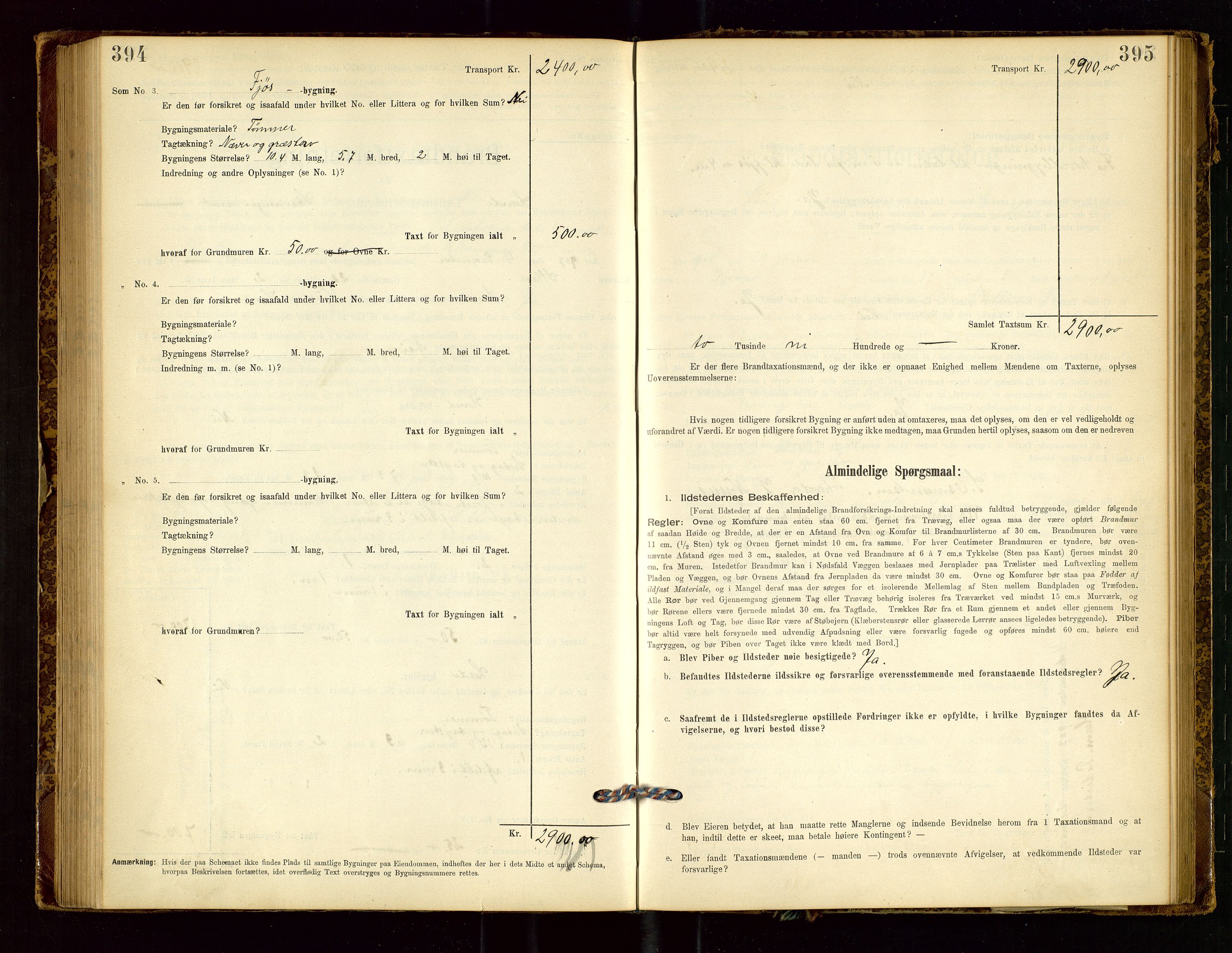 Lund lensmannskontor, SAST/A-100303/Gob/L0001: "Brandtakstprotokol", 1894-1907, p. 394-395