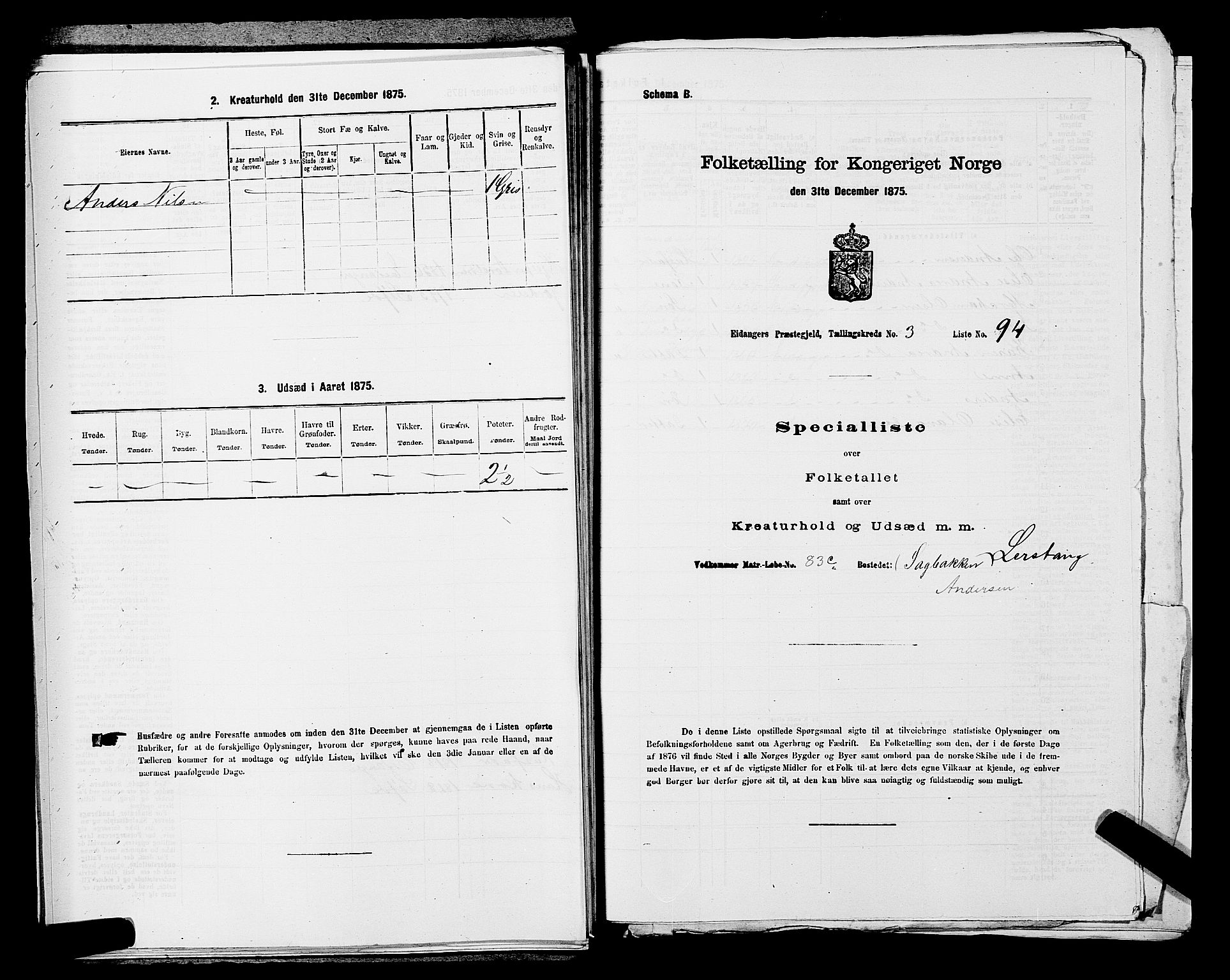 SAKO, 1875 census for 0813P Eidanger, 1875, p. 670