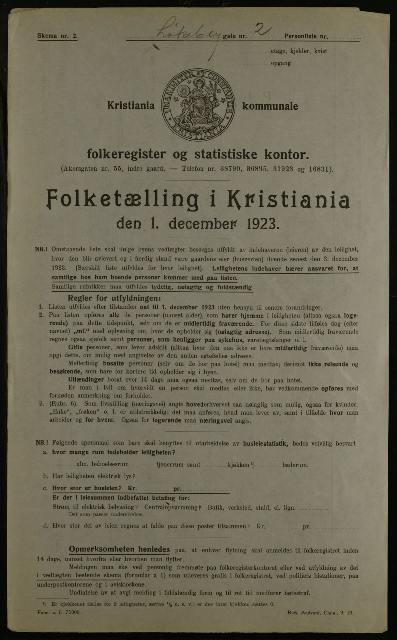 OBA, Municipal Census 1923 for Kristiania, 1923, p. 65123