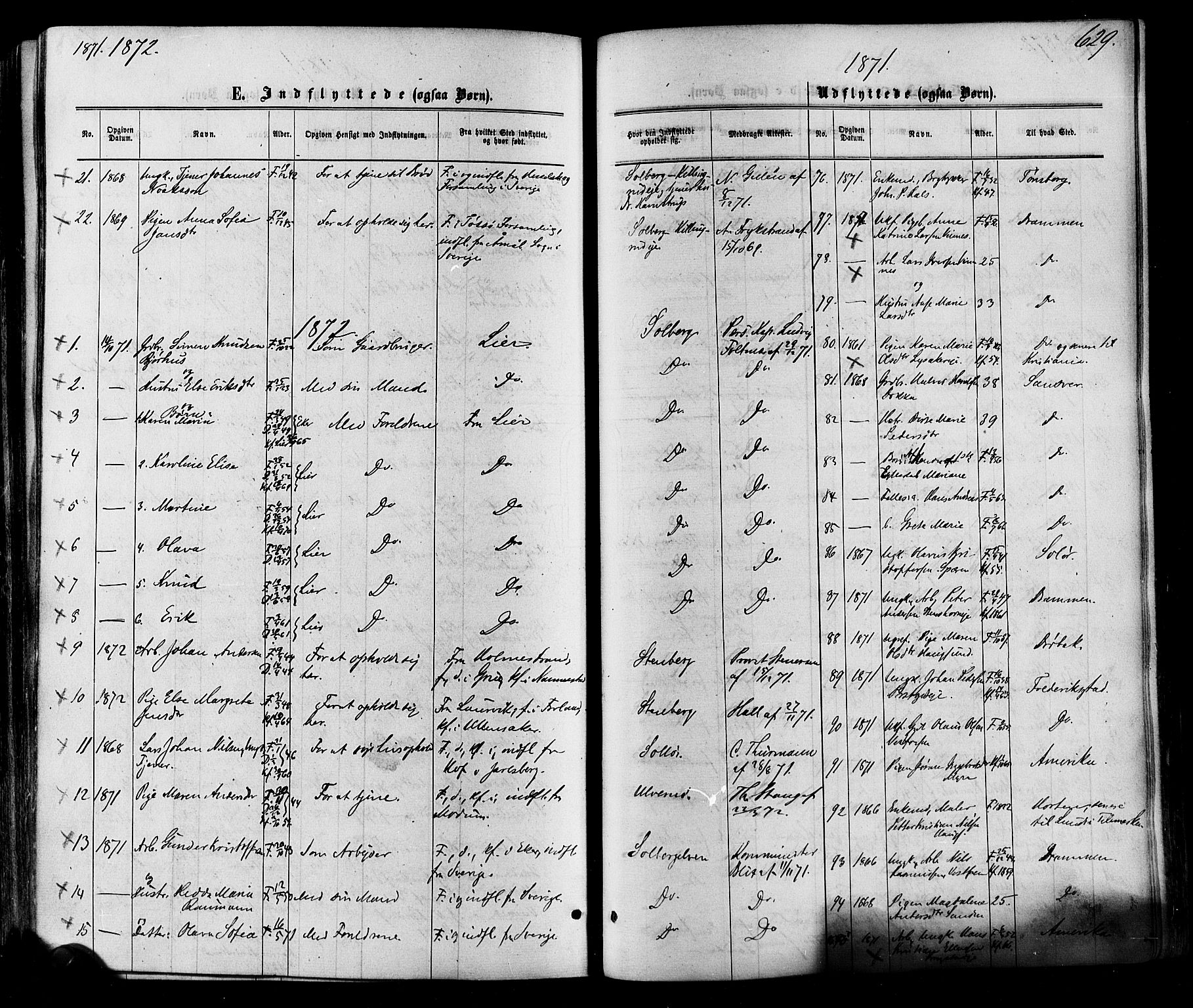 Eiker kirkebøker, AV/SAKO-A-4/F/Fa/L0017: Parish register (official) no. I 17, 1869-1877, p. 629