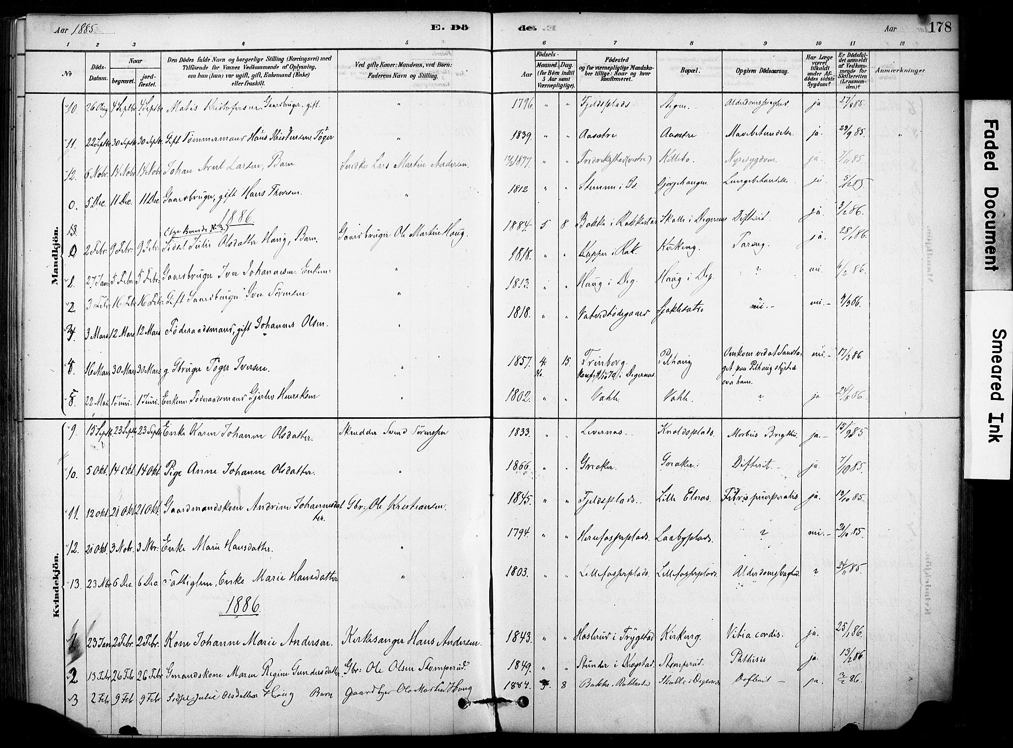 Rakkestad prestekontor Kirkebøker, AV/SAO-A-2008/F/Fb/L0001: Parish register (official) no. II 1, 1878-1899, p. 178