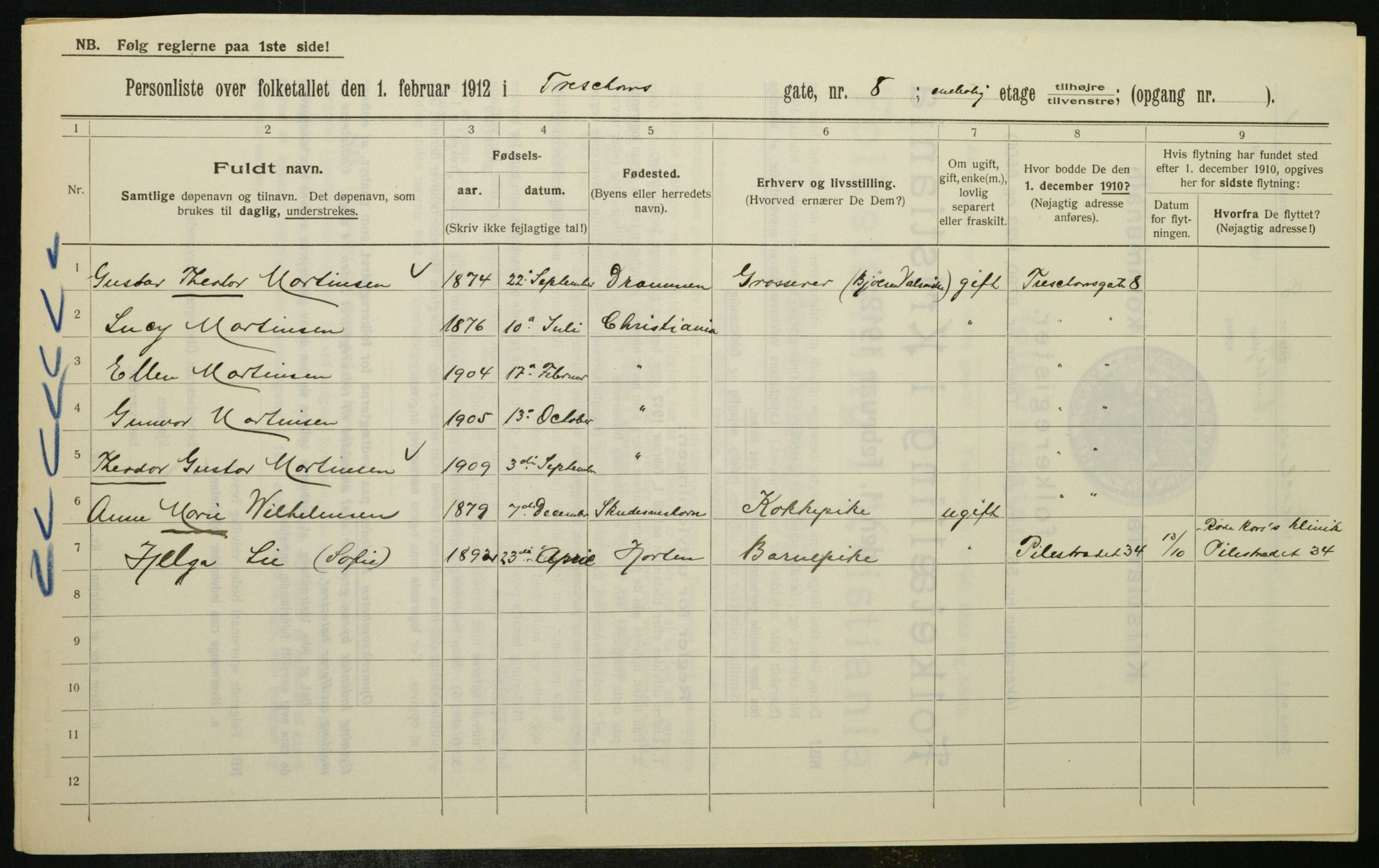 OBA, Municipal Census 1912 for Kristiania, 1912, p. 115606