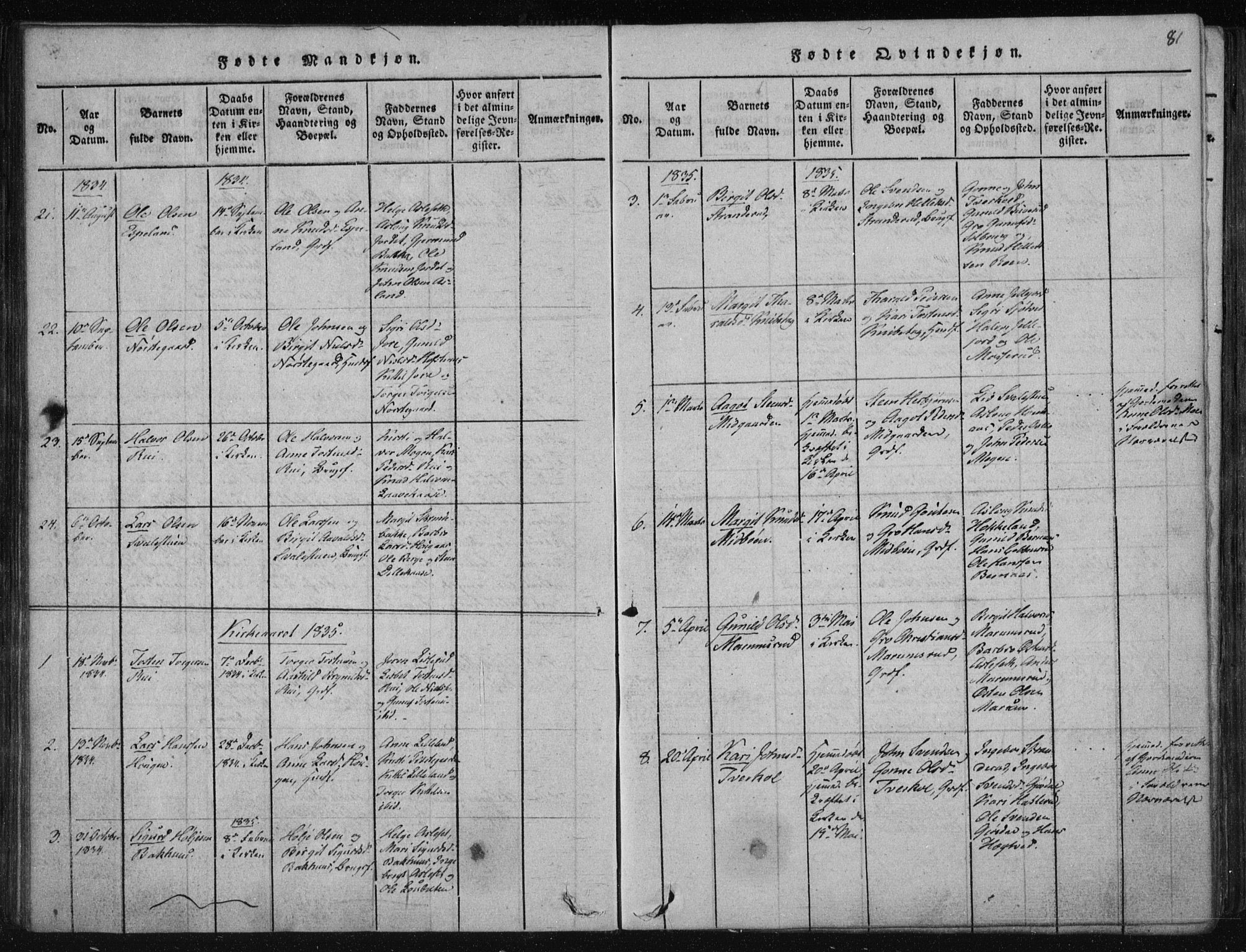 Tinn kirkebøker, SAKO/A-308/F/Fa/L0004: Parish register (official) no. I 4, 1815-1843, p. 80b-81a
