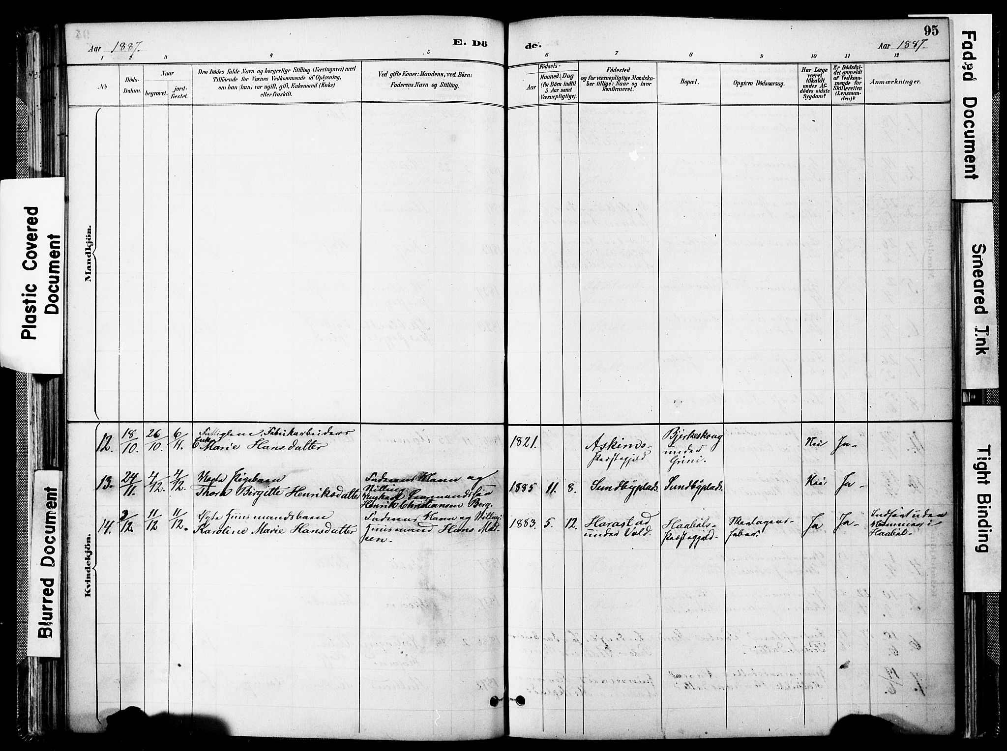 Spydeberg prestekontor Kirkebøker, AV/SAO-A-10924/F/Fa/L0008: Parish register (official) no. I 8, 1886-1900, p. 95