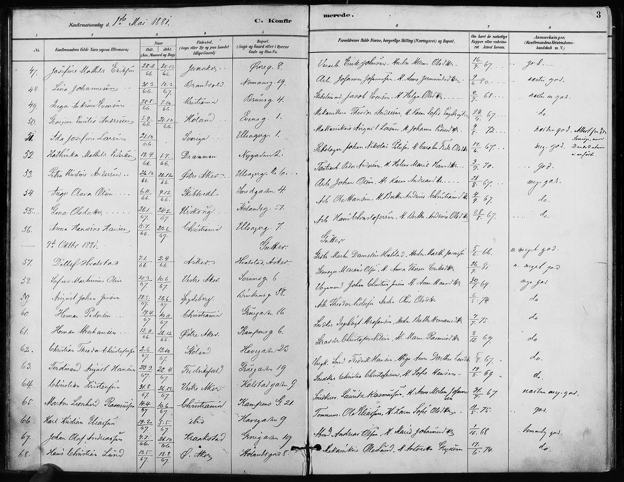 Kampen prestekontor Kirkebøker, AV/SAO-A-10853/F/Fa/L0002: Parish register (official) no. I 2, 1880-1888, p. 3