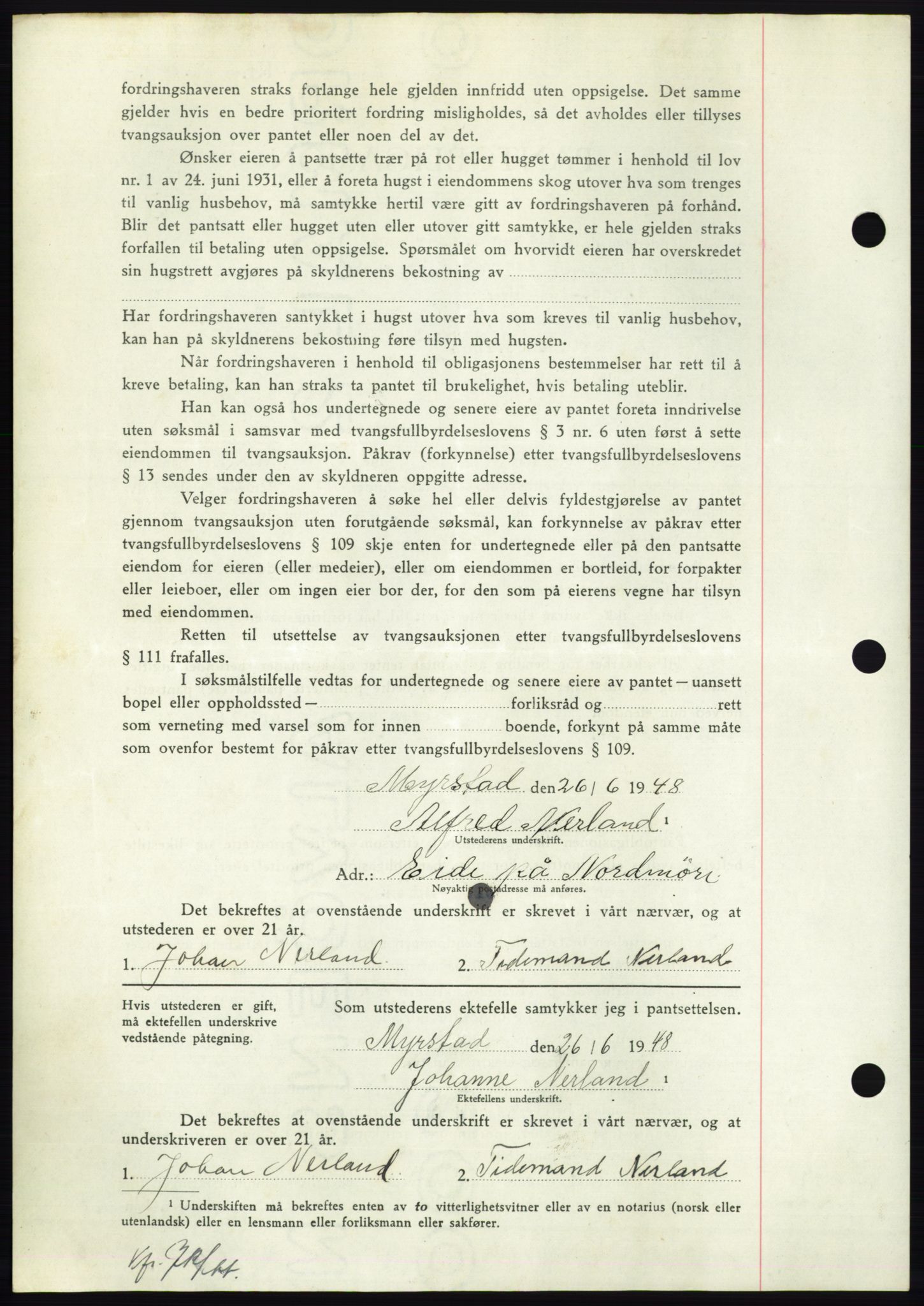 Nordmøre sorenskriveri, AV/SAT-A-4132/1/2/2Ca: Mortgage book no. B99, 1948-1948, Diary no: : 1910/1948