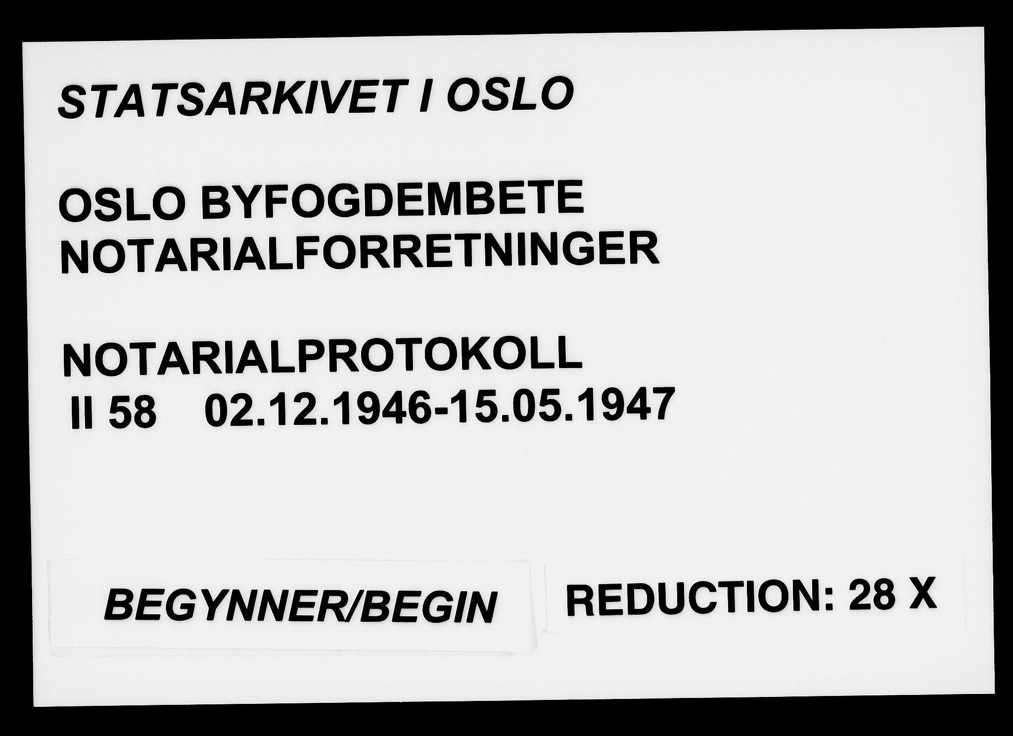 Oslo byfogd avd. I, SAO/A-10220/L/Lb/Lbb/L0058: Notarialprotokoll, rekke II: Vigsler, 1946-1947