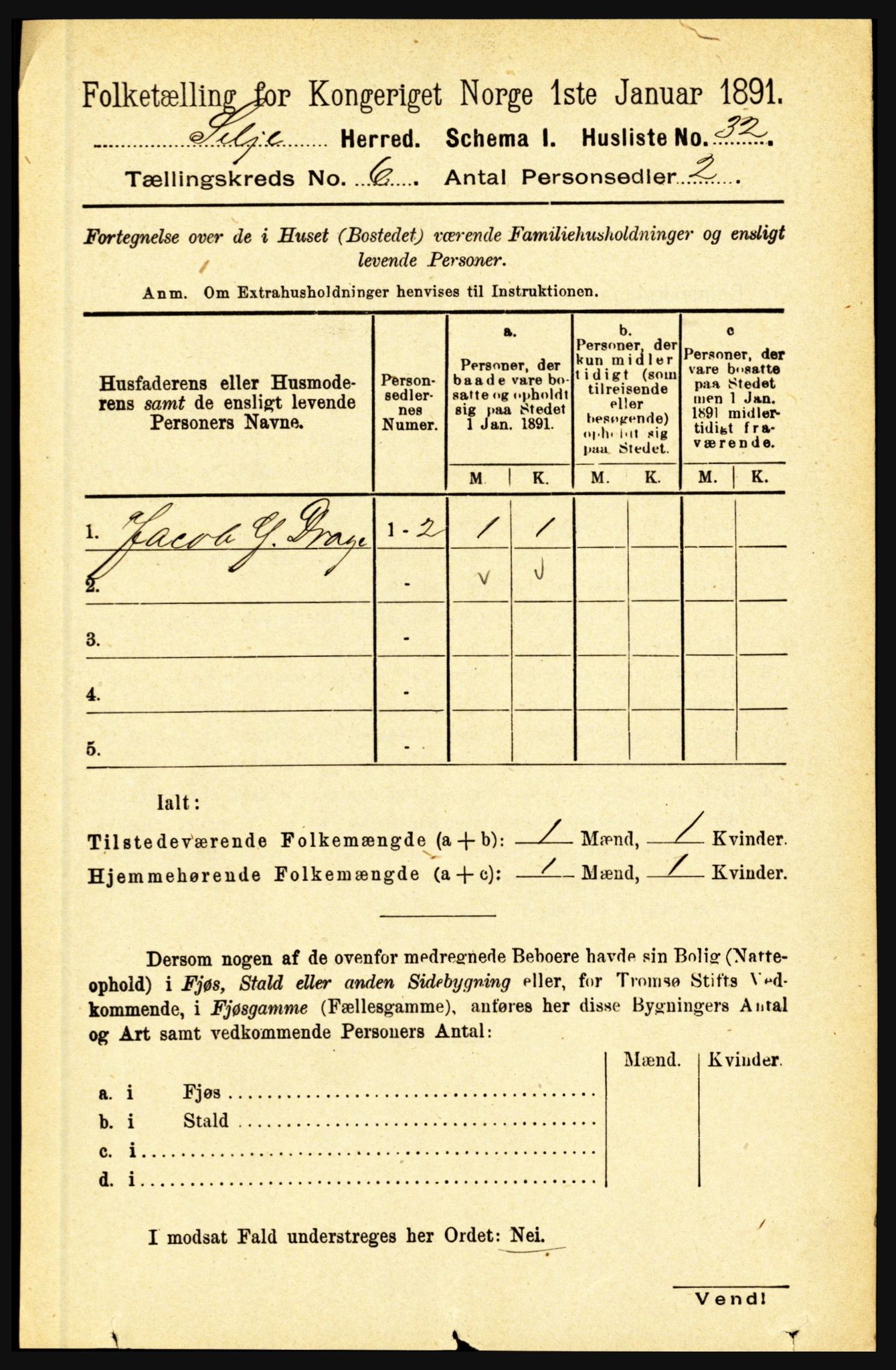 RA, 1891 census for 1441 Selje, 1891, p. 1648